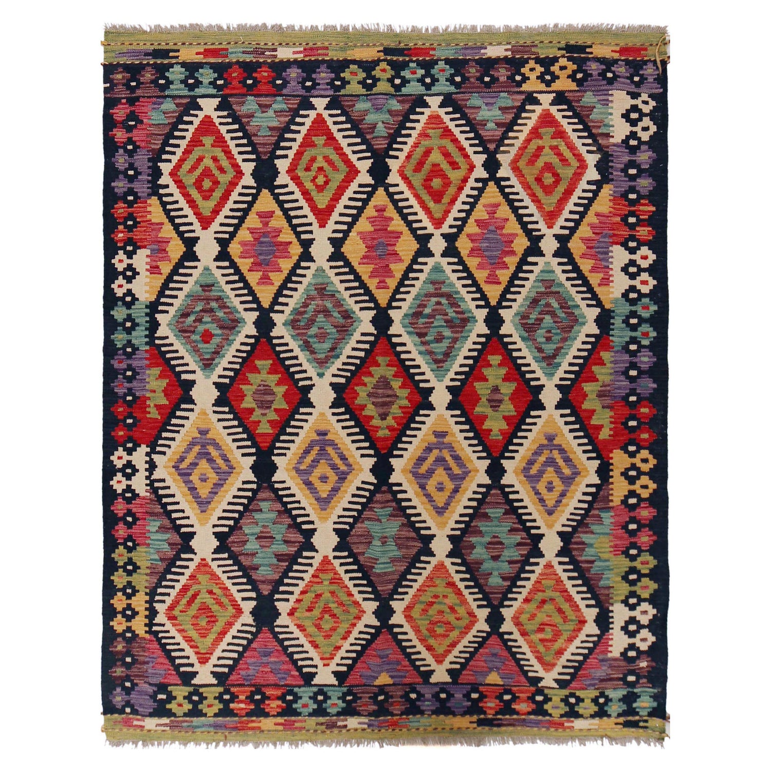 Handmade Vegetable Kilim 5' 2" x 6' 7" (ft) - No. P36142