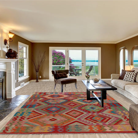 Handmade Vegetable Kilim 5' 8" x 8' 1" (ft) - No. P36146