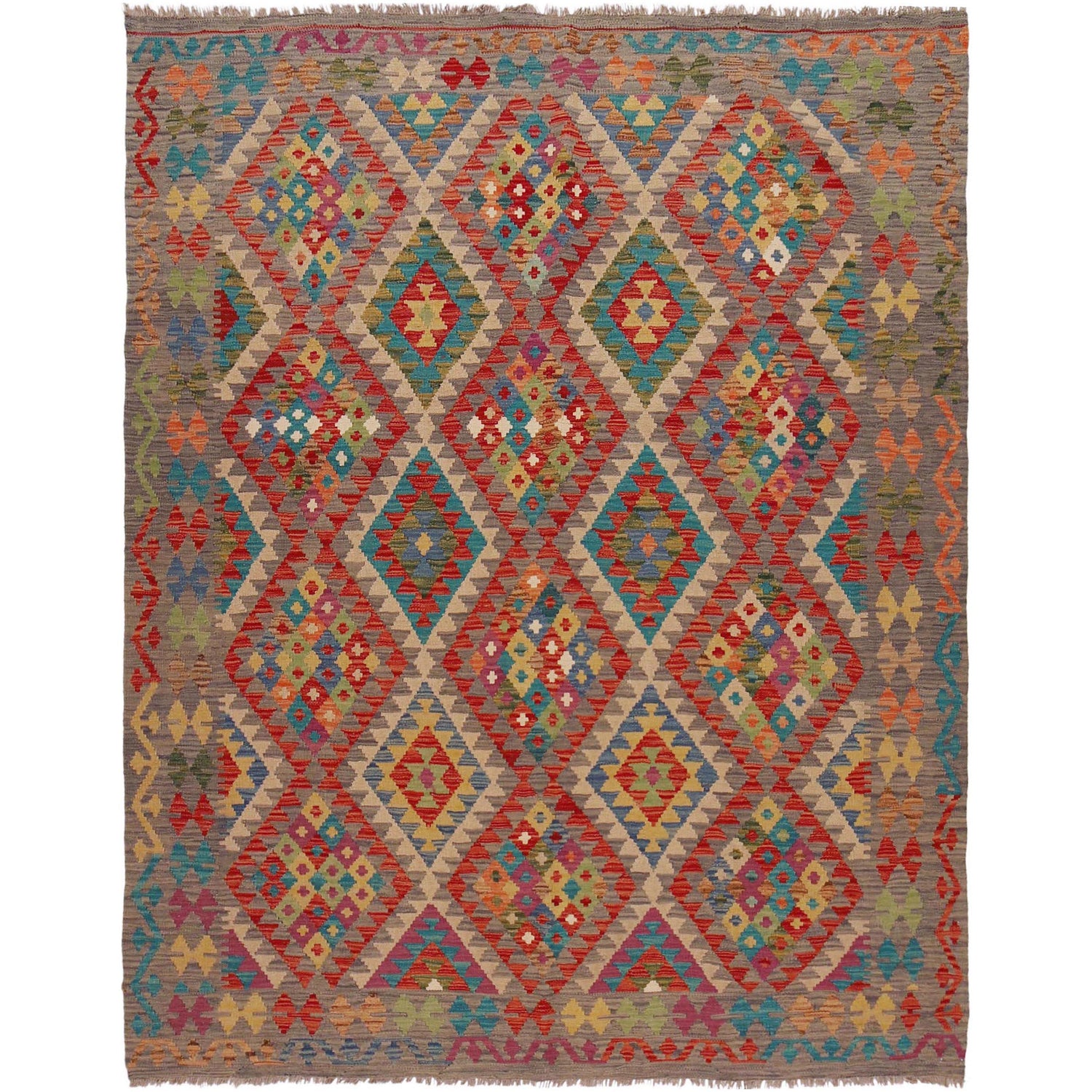 Handmade Vegetable Kilim 6' 3" x 8' 0" (ft) - No. P36150