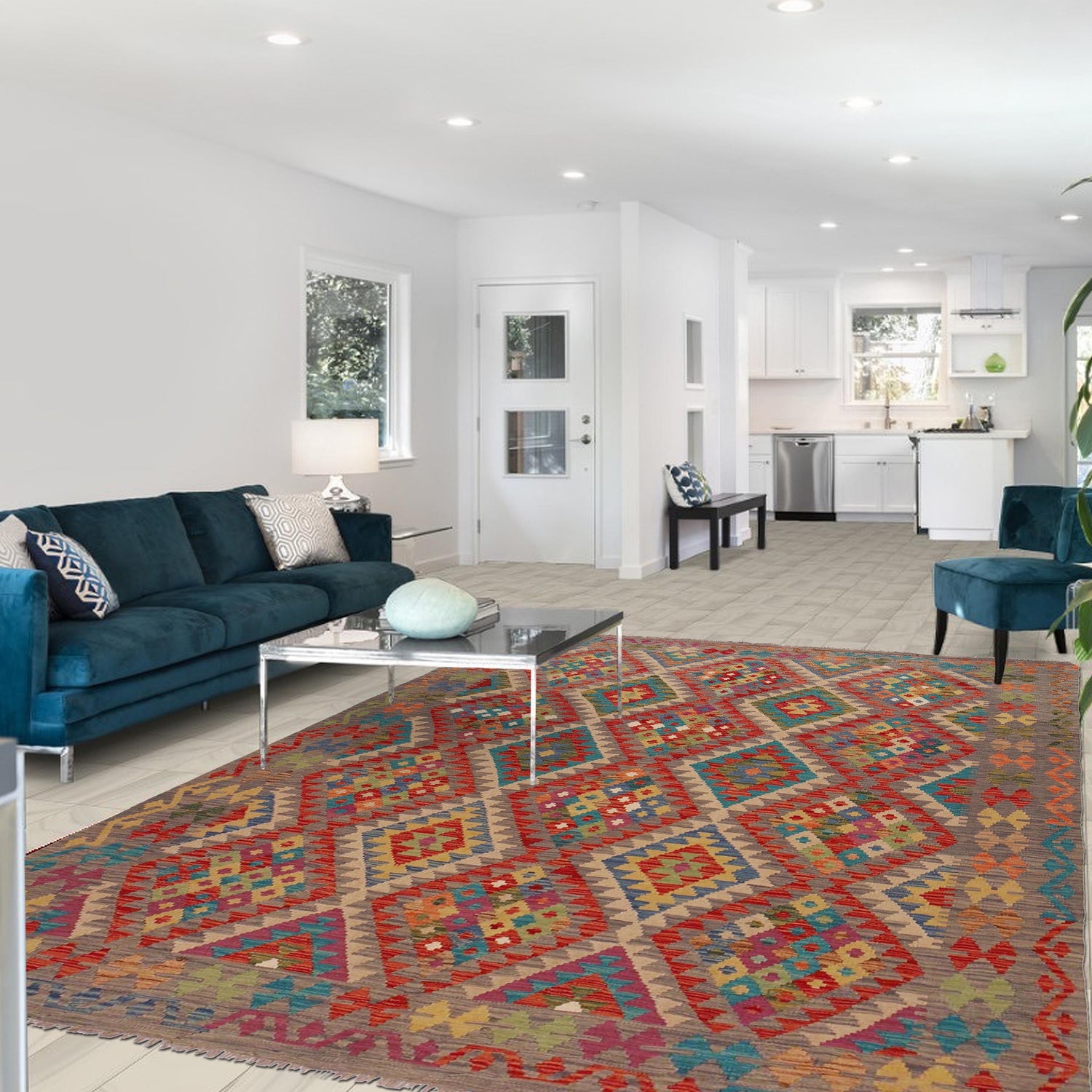 Handmade Vegetable Kilim 6' 3" x 8' 0" (ft) - No. P36150