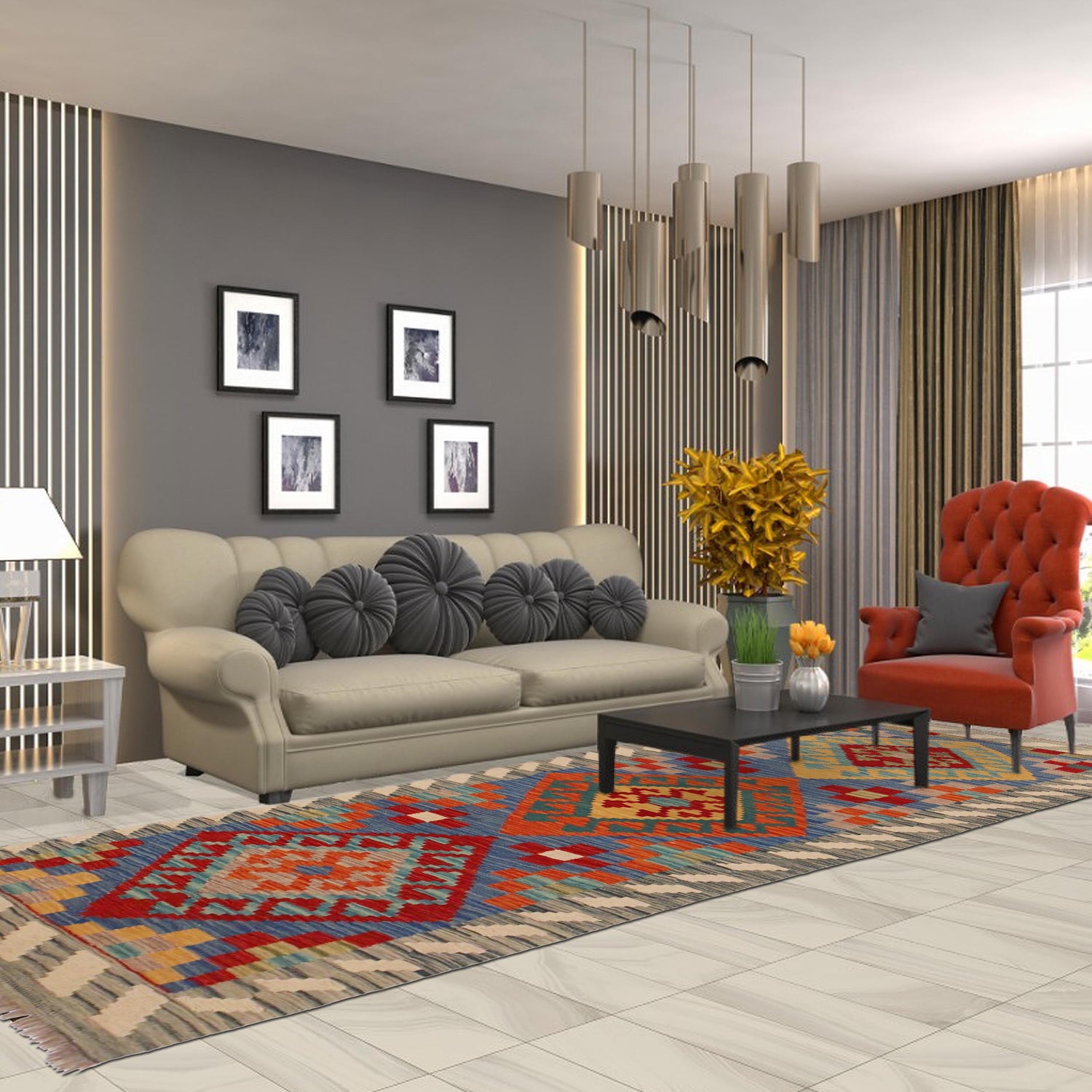 Vegetable Kelim Runner 2' 8" x 6' 5" (ft)- No. P36180