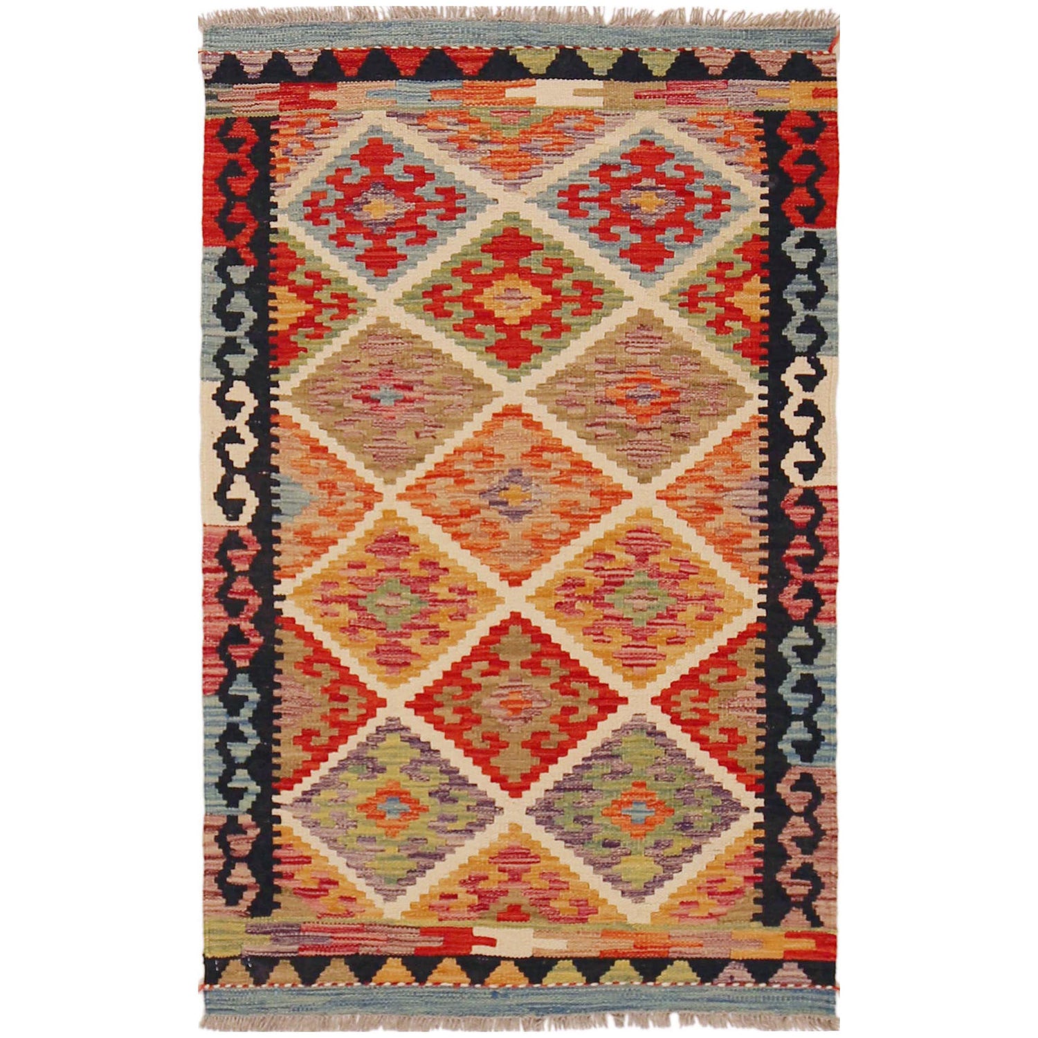 Handmade Vegetable Kelim 2' 7" x 4' 2" (ft) - No. P36228