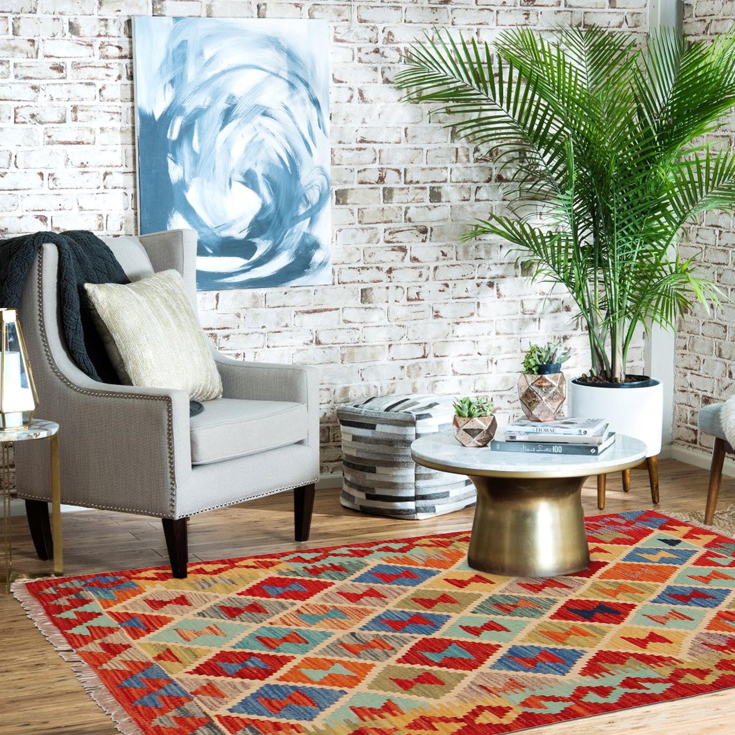 Handmade Vegetable Kelim 2' 9" x 3' 11" (ft) - No. P36230