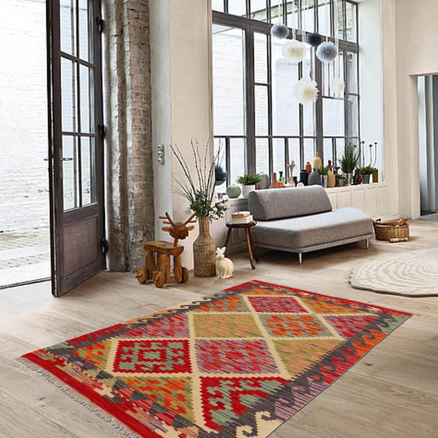 Handmade Vegetable Kilim 2' 7" x 4' 1" (ft) - No. P36235