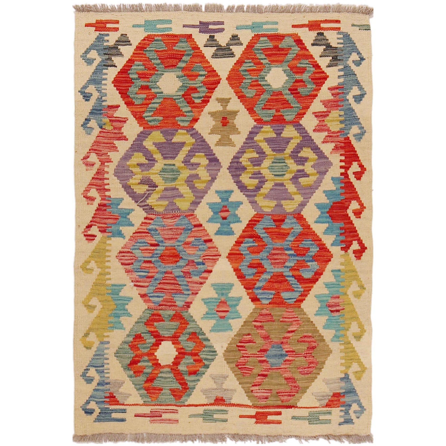 Handmade Vegetable Kelim 2' 9" x 3' 11" (ft) - No. P36238