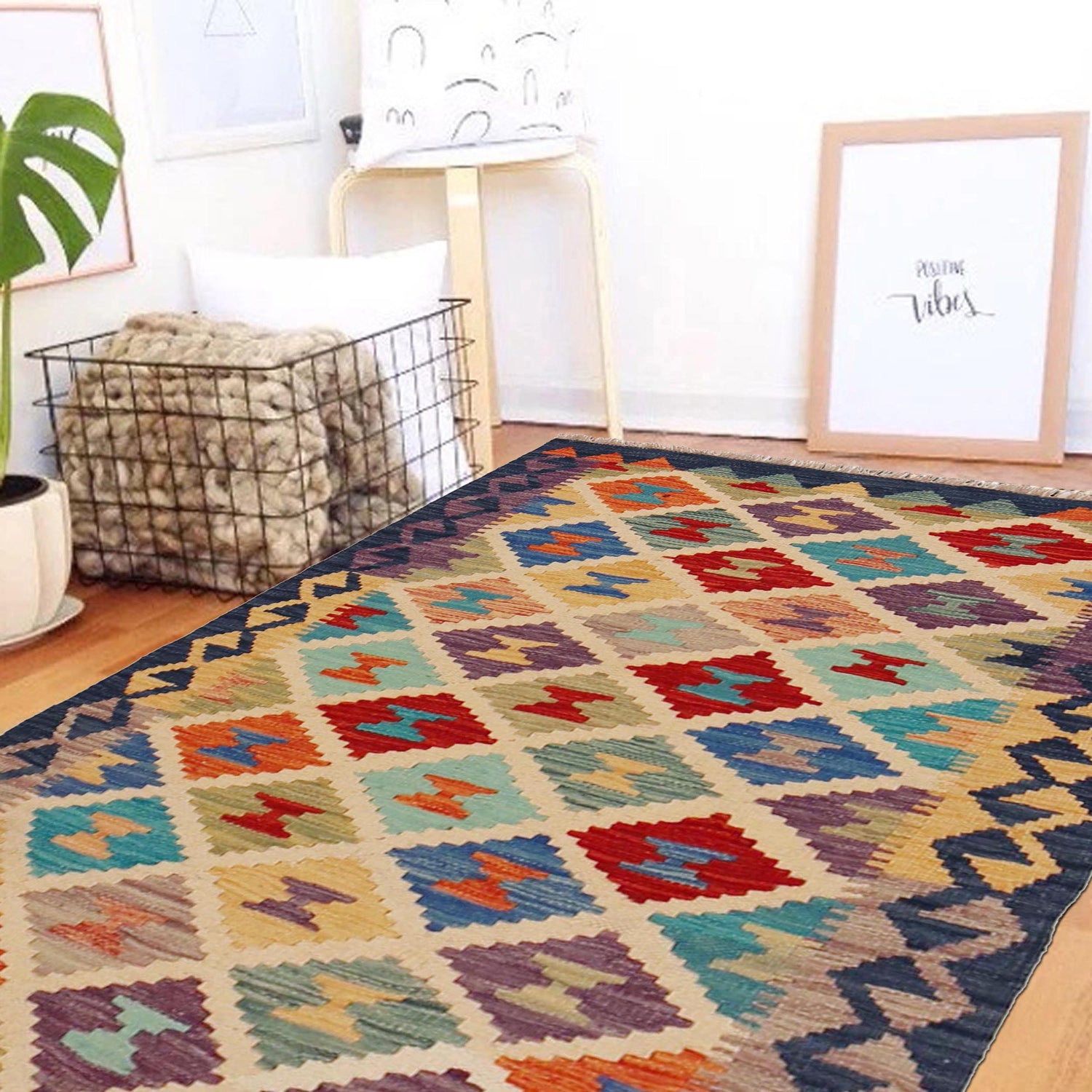 Handmade Vegetable Kilim 2' 8" x 3' 11" (ft) - No. P36239