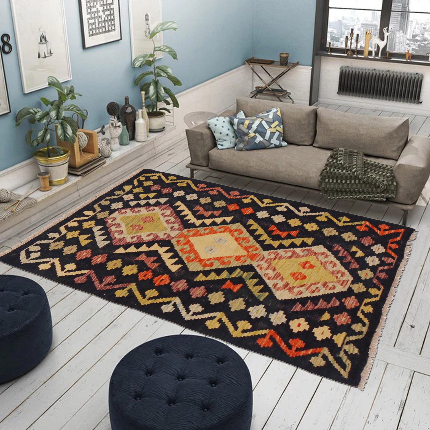 Handmade Vegetable Kelim 2' 9" x 4' 4" (ft) - No. P36250