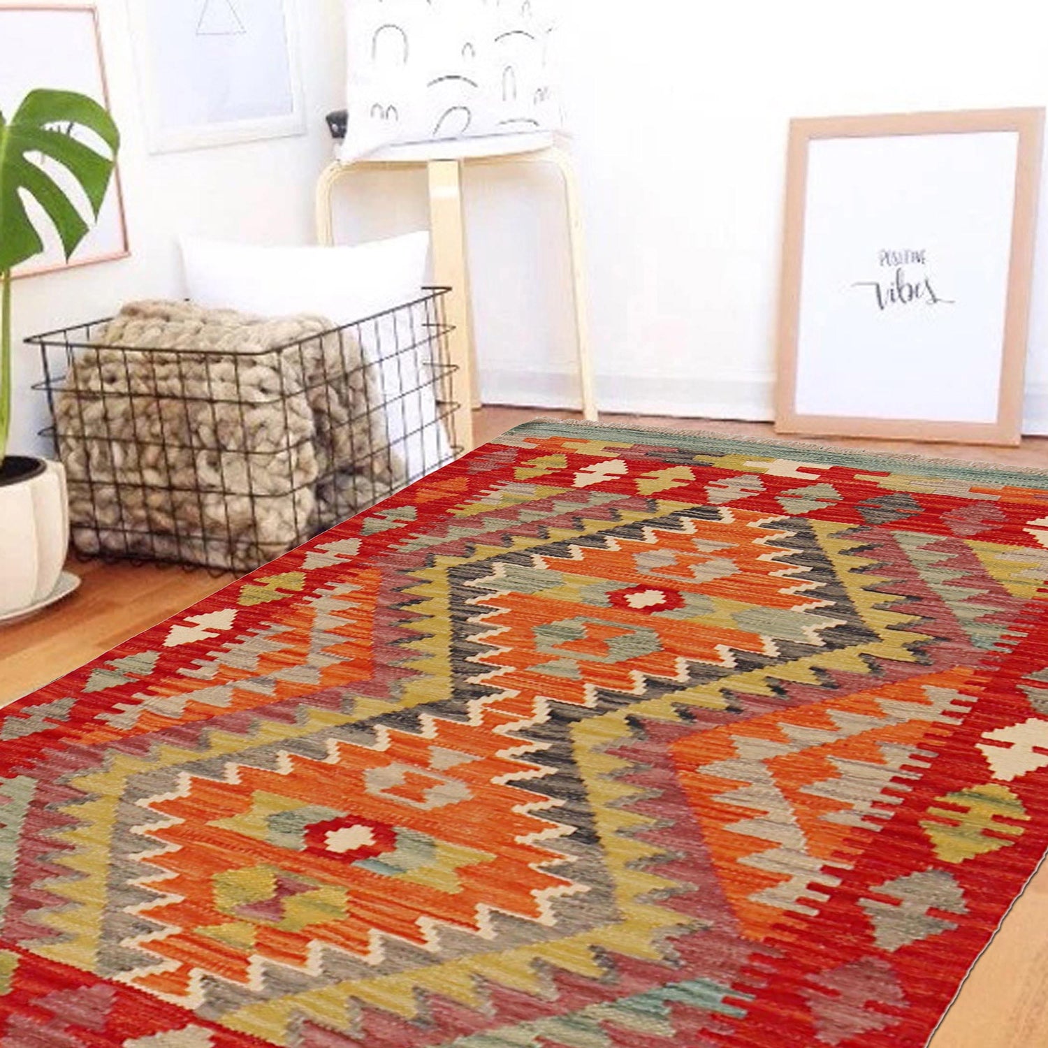 Handmade Vegetable Kilim 2' 7" x 4' 2" (ft) - No. P36251