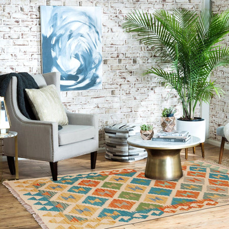 Handmade Vegetable Kelim 2' 6" x 3' 11" (ft) - No. P36254