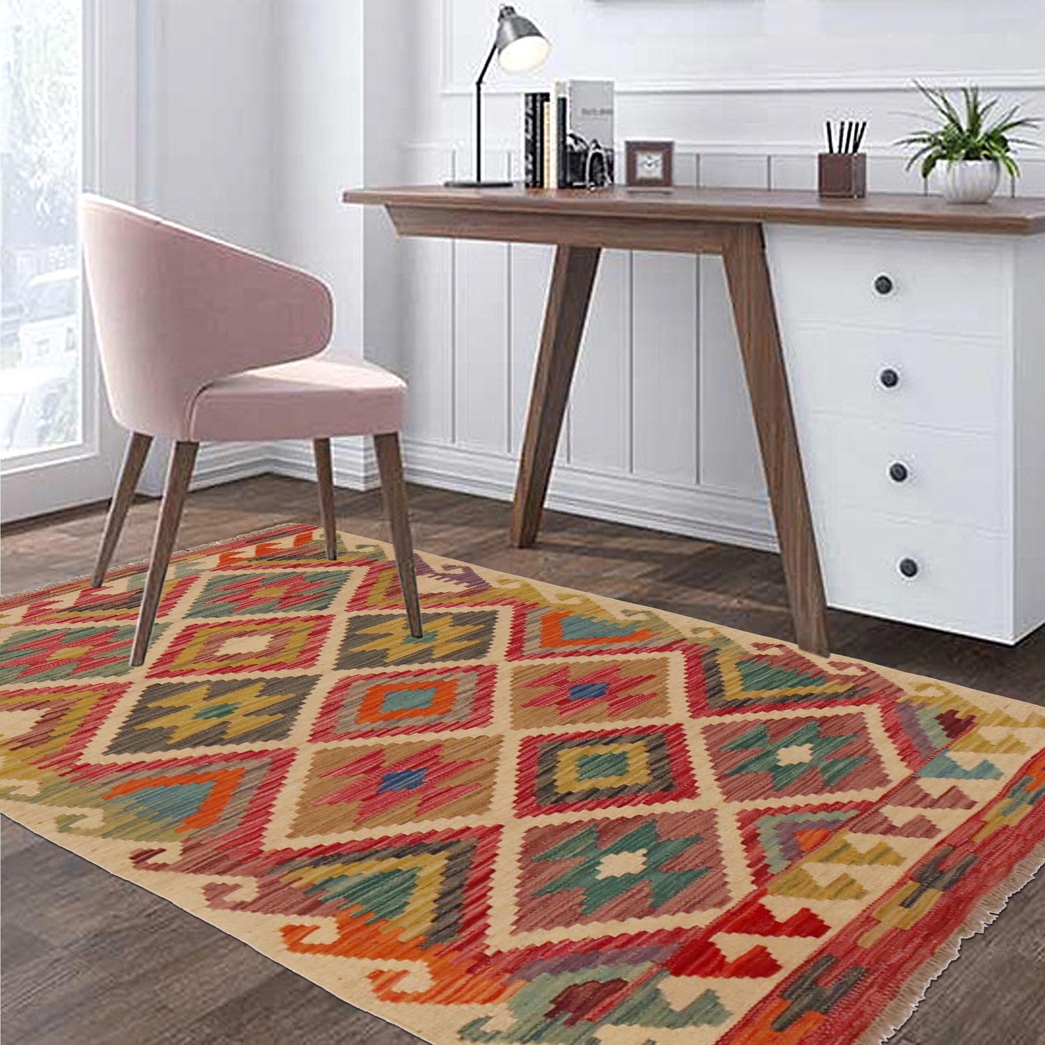 Handmade Vegetable Kilim 2' 9" x 4' 5" (ft) - No. P36255