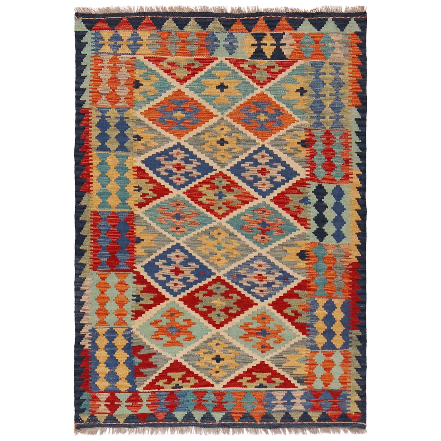 Handmade Vegetable Kilim 3' 5" x 4' 11" (ft) - No. P36262