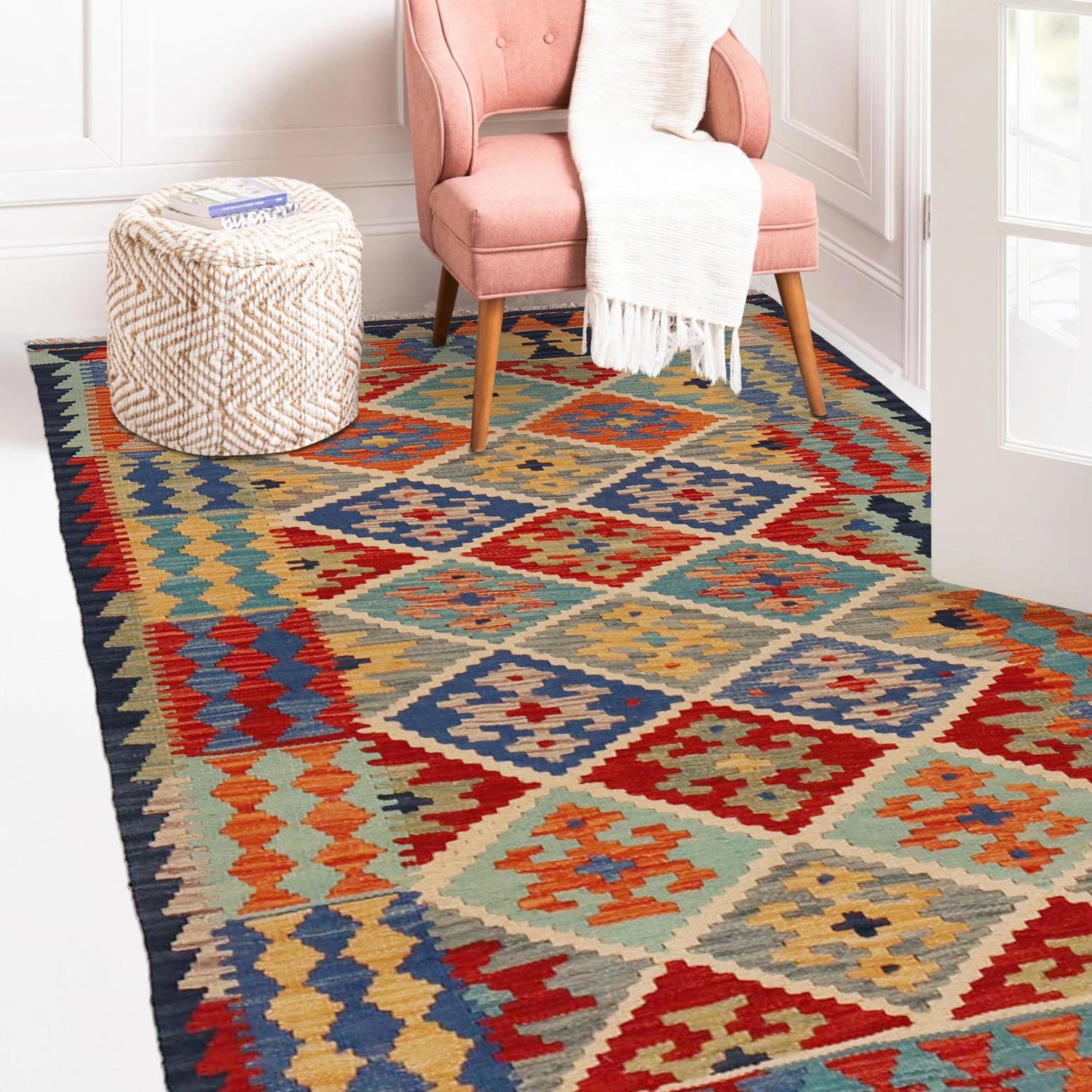 Handmade Vegetable Kilim 3' 5" x 4' 11" (ft) - No. P36262
