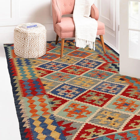 Handmade Vegetable Kilim 3' 5" x 4' 11" (ft) - No. P36262