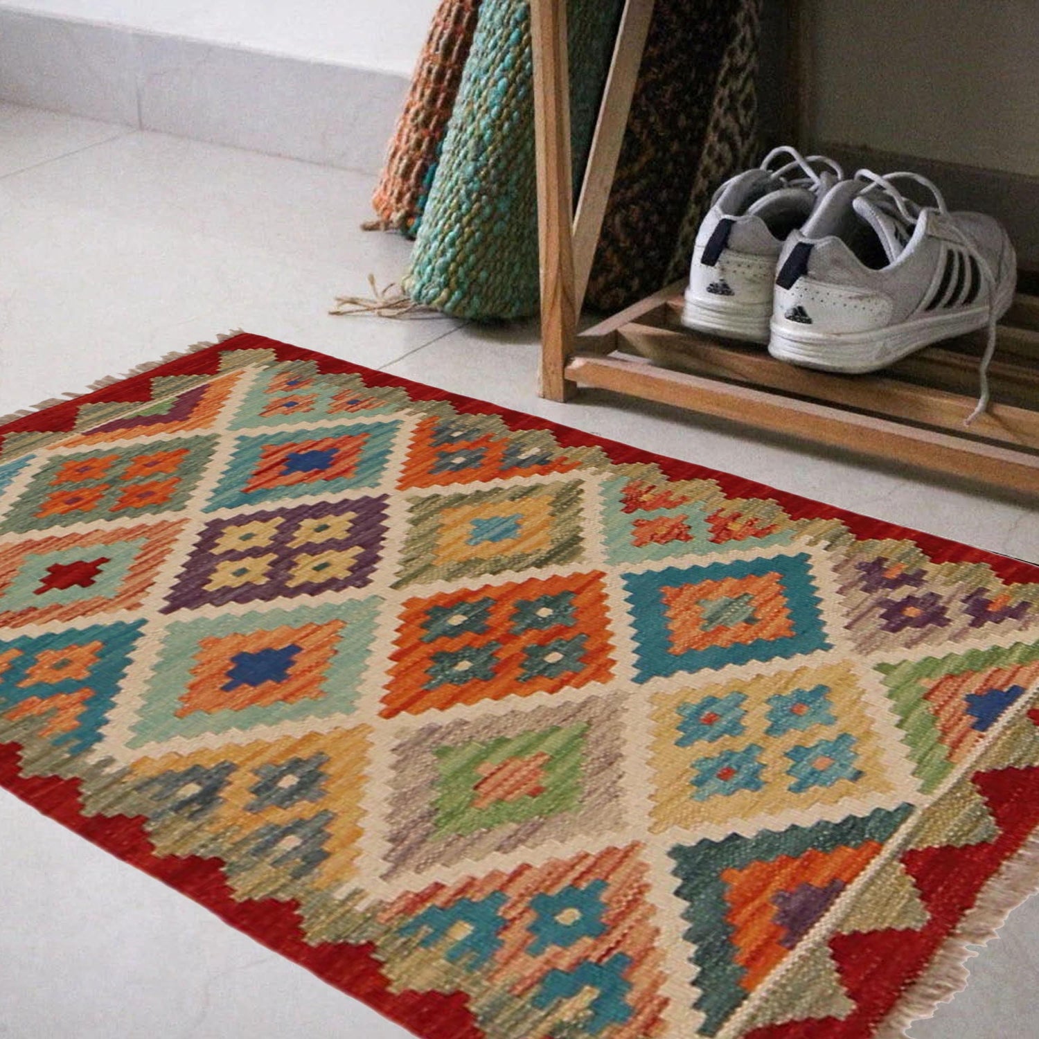 Handmade Vegetable Kilim 2' 0" x 2' 10" (ft) - No. P36270