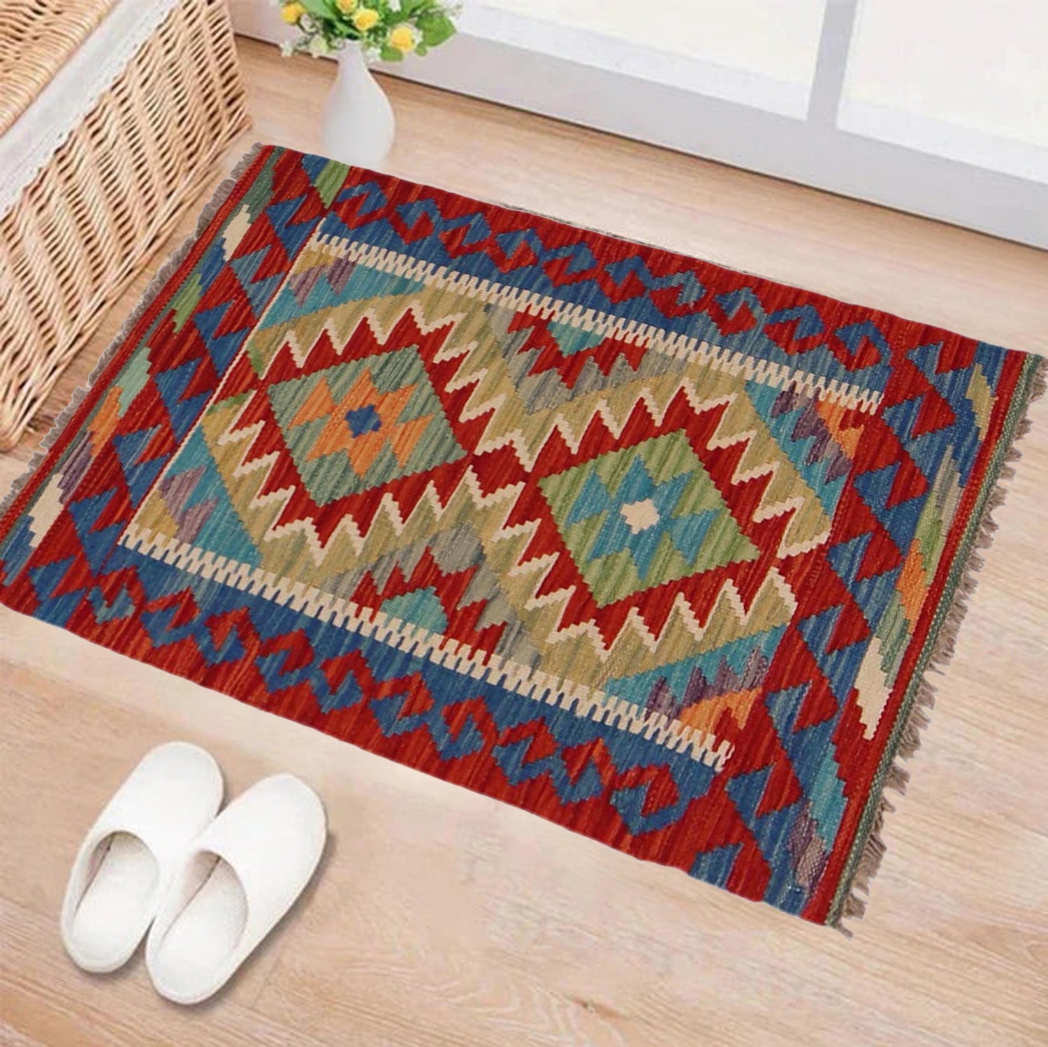 Handmade Vegetable Kelim 1' 11" x 2' 11" (ft) - No. P36277