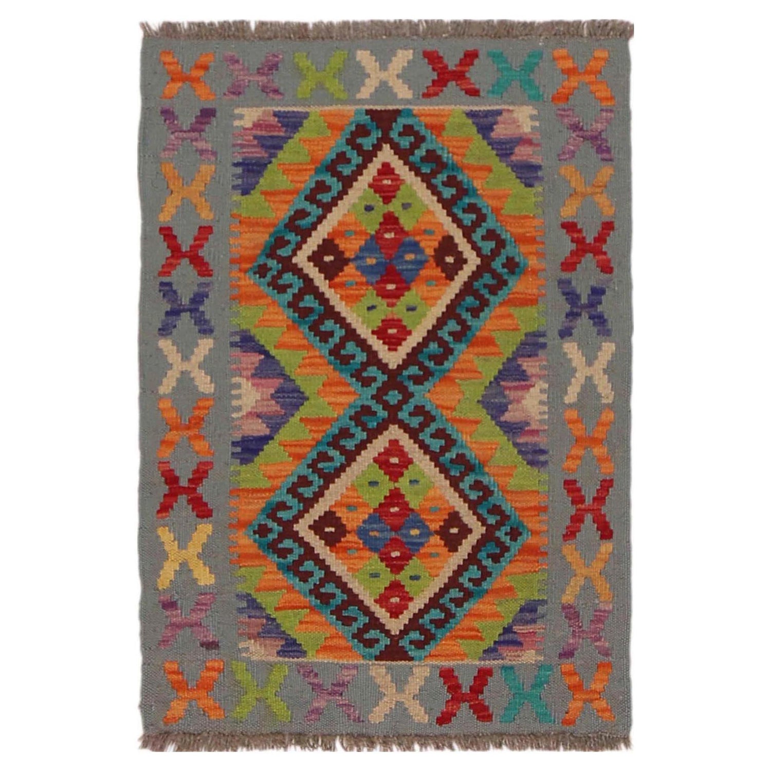 Handmade Vegetable Kilim 2' 0" x 2' 11" (ft) - No. P36294