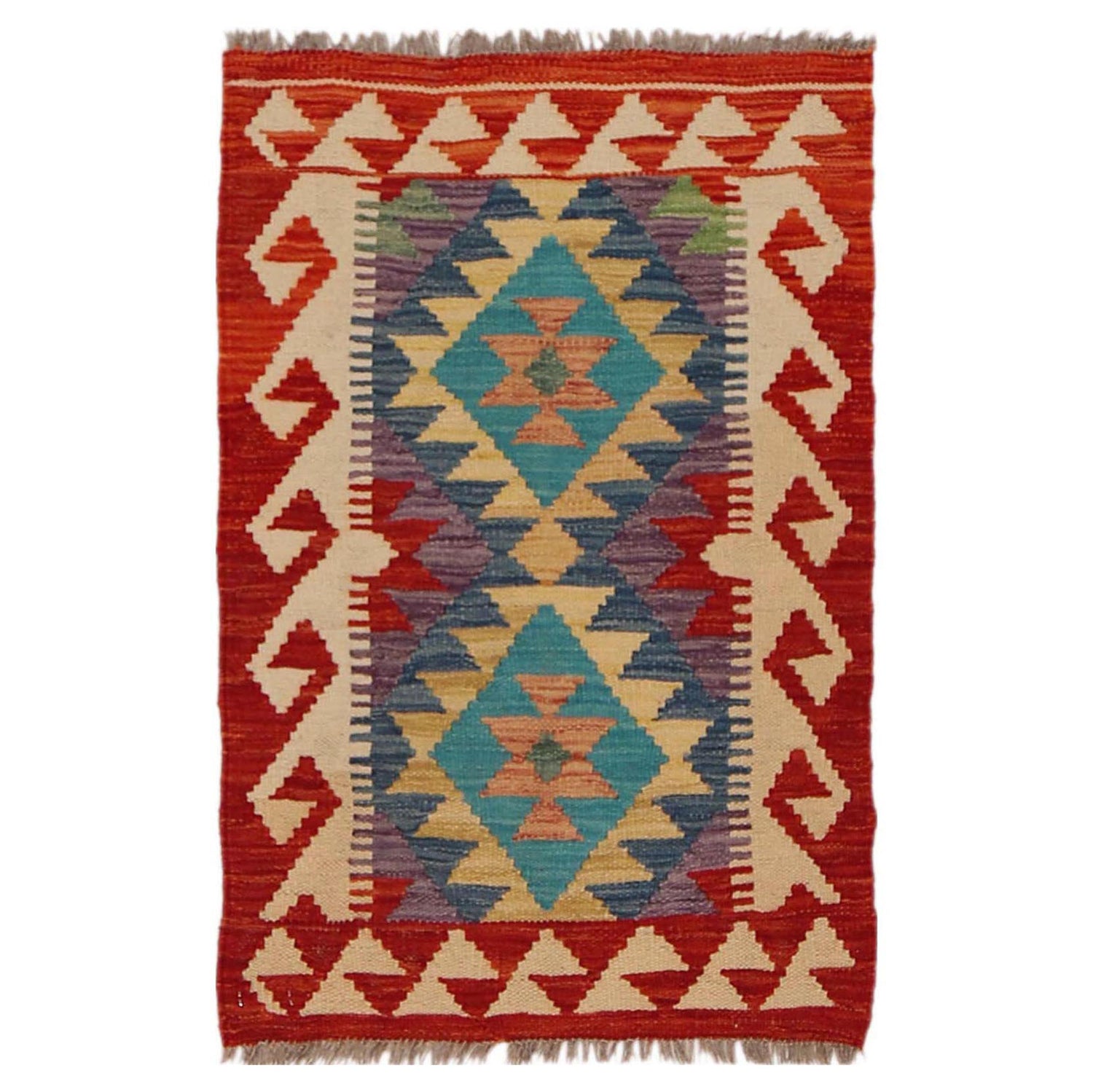 Handmade Vegetable Kilim 1' 10" x 2' 10" (ft) - No. P36298