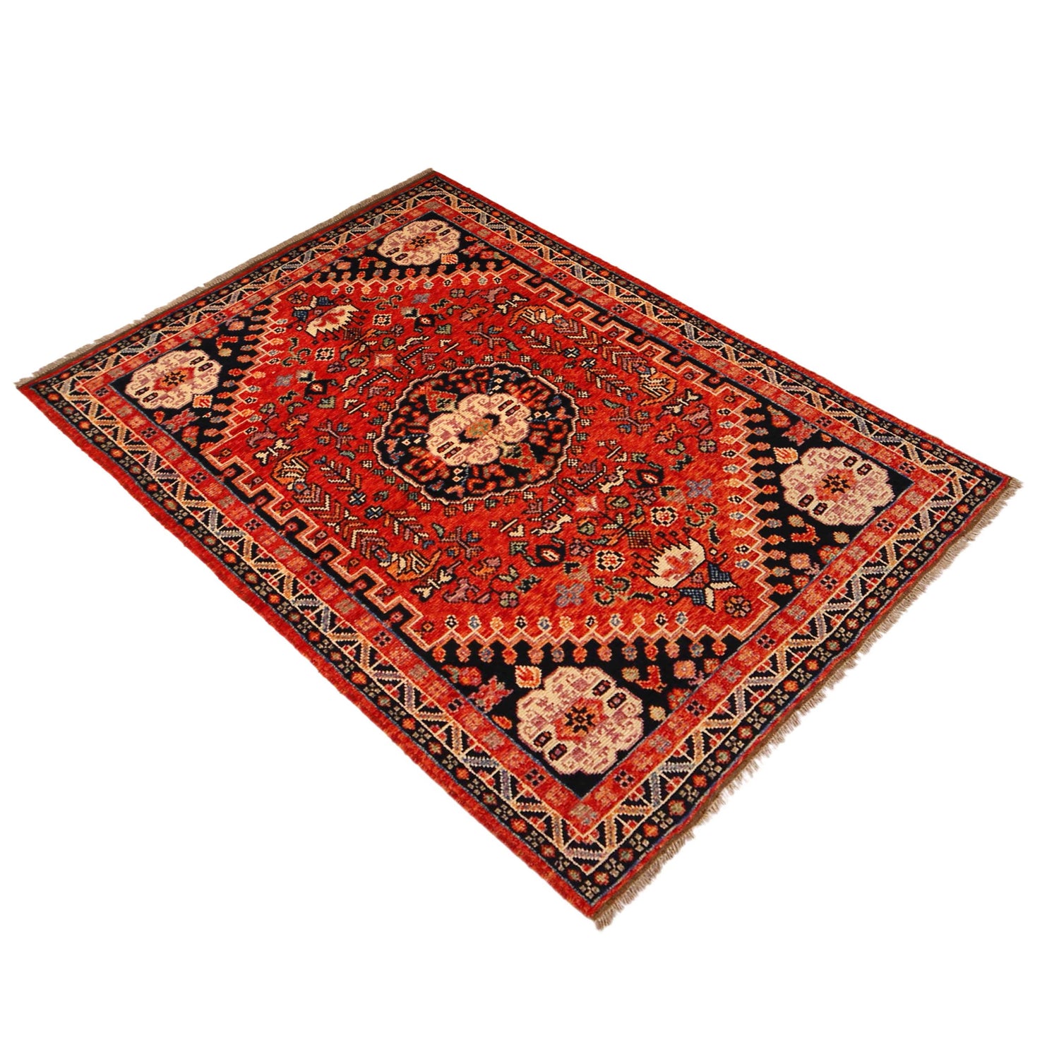 Red Color Shirazi Rug 4' 1" x 6' 0" (ft) - No. P36347