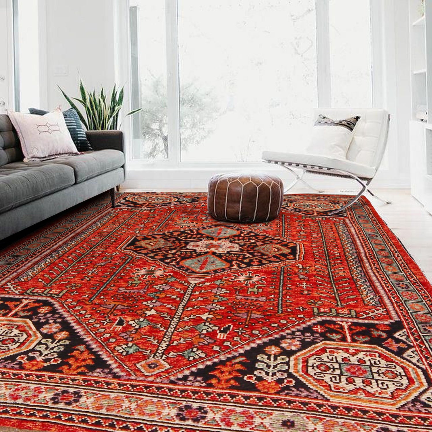 Hand Knotted Sherazi Rug 5' 9" x 7' 9" (ft) - No. P36355
