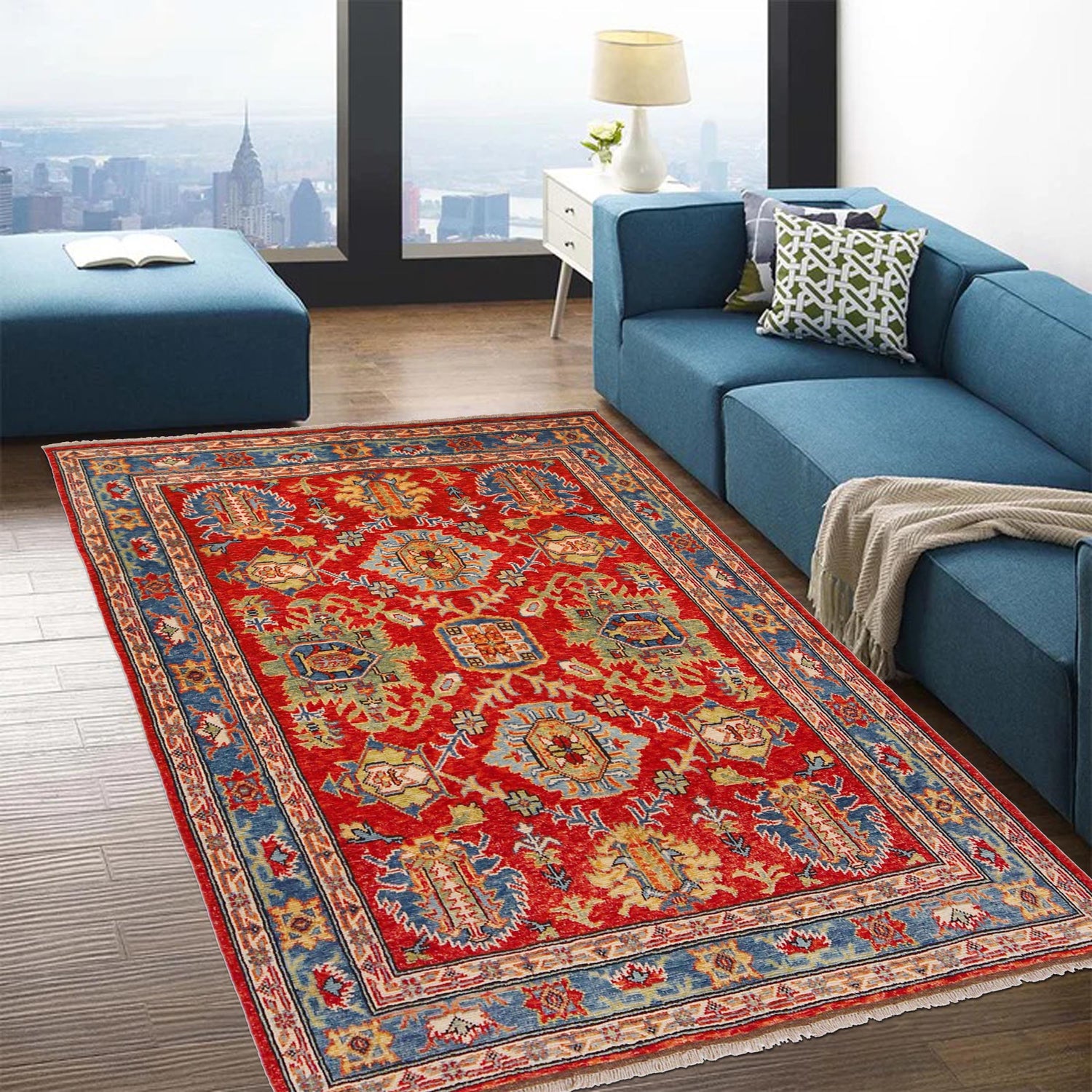 Red Color Modern Oushak Rug 4' 11" x 6' 6" (ft) - No. P36356