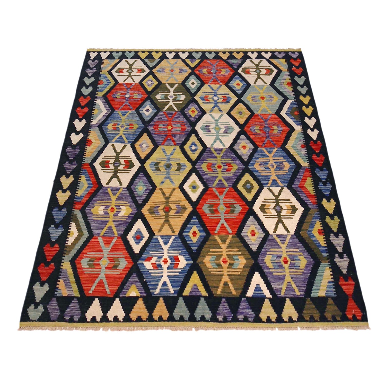 Handmade Vegetable Kilim 5' 2" x 6' 8" (ft) - No. P36378