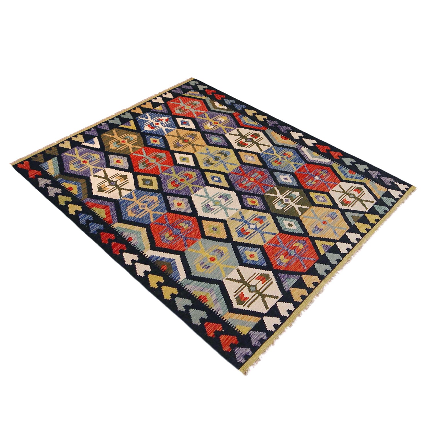 Handmade Vegetable Kilim 5' 2" x 6' 8" (ft) - No. P36378