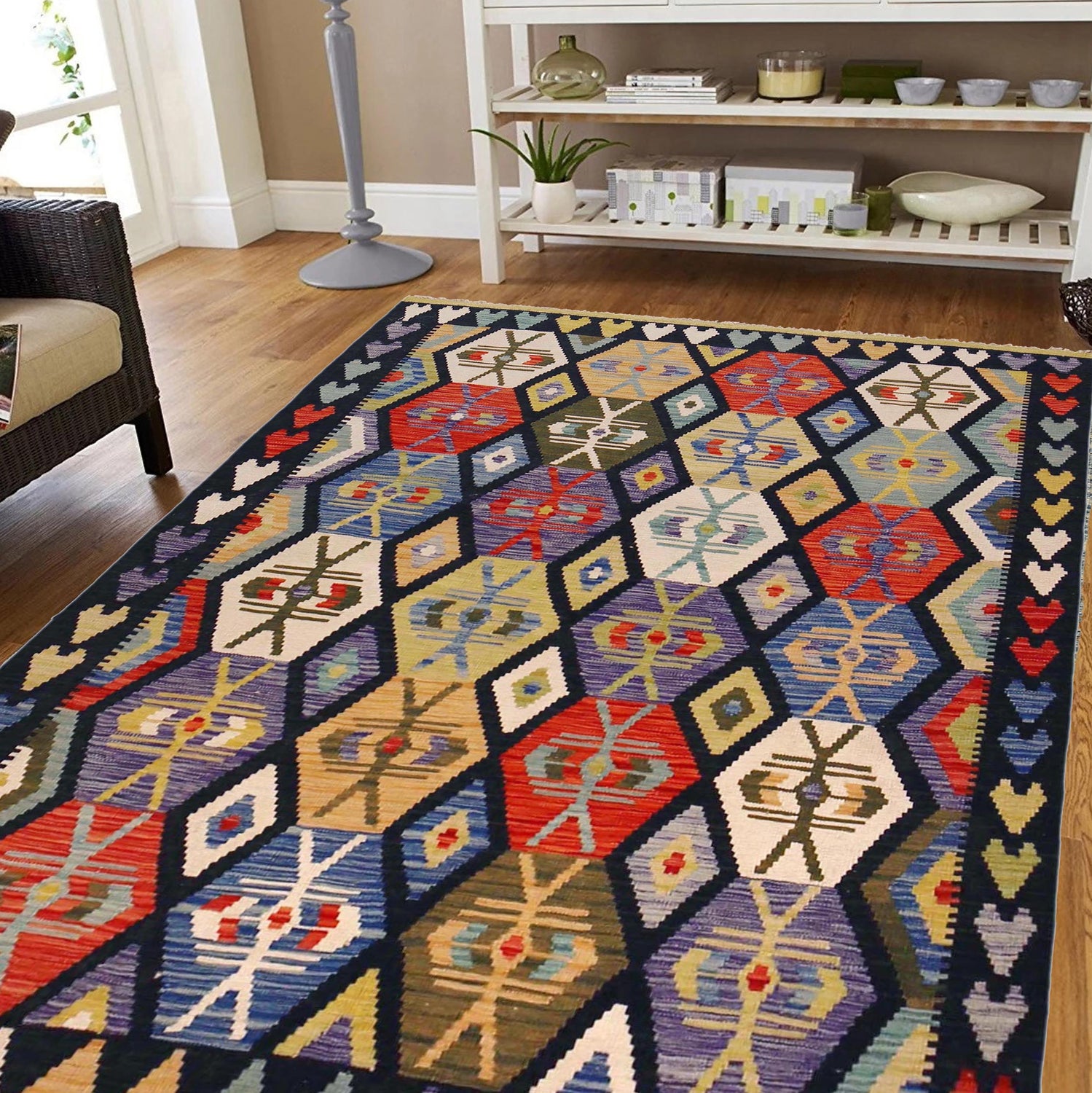 Handmade Vegetable Kilim 5' 2" x 6' 8" (ft) - No. P36378