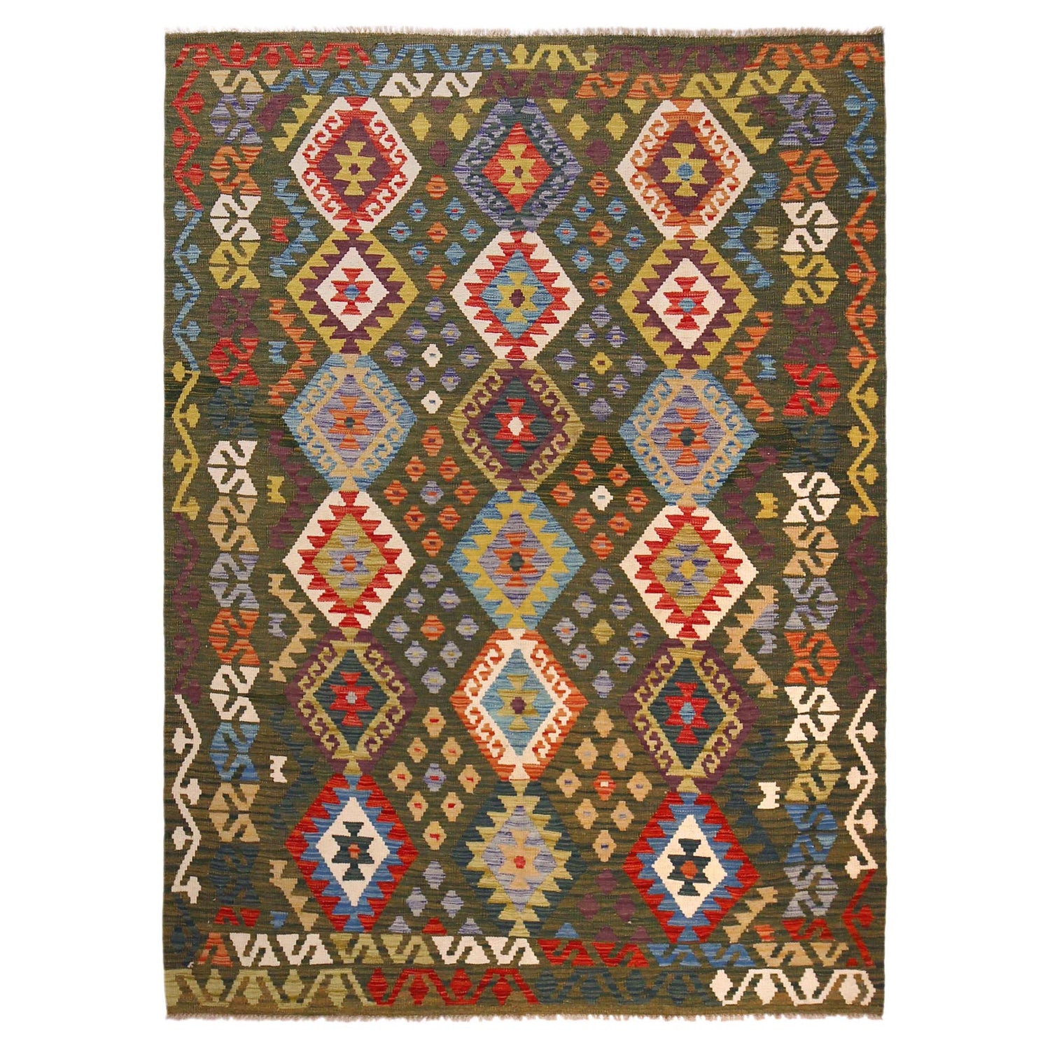 Handmade Vegetable Kelim 5' 9" x 7' 11" (ft) - No. P36380