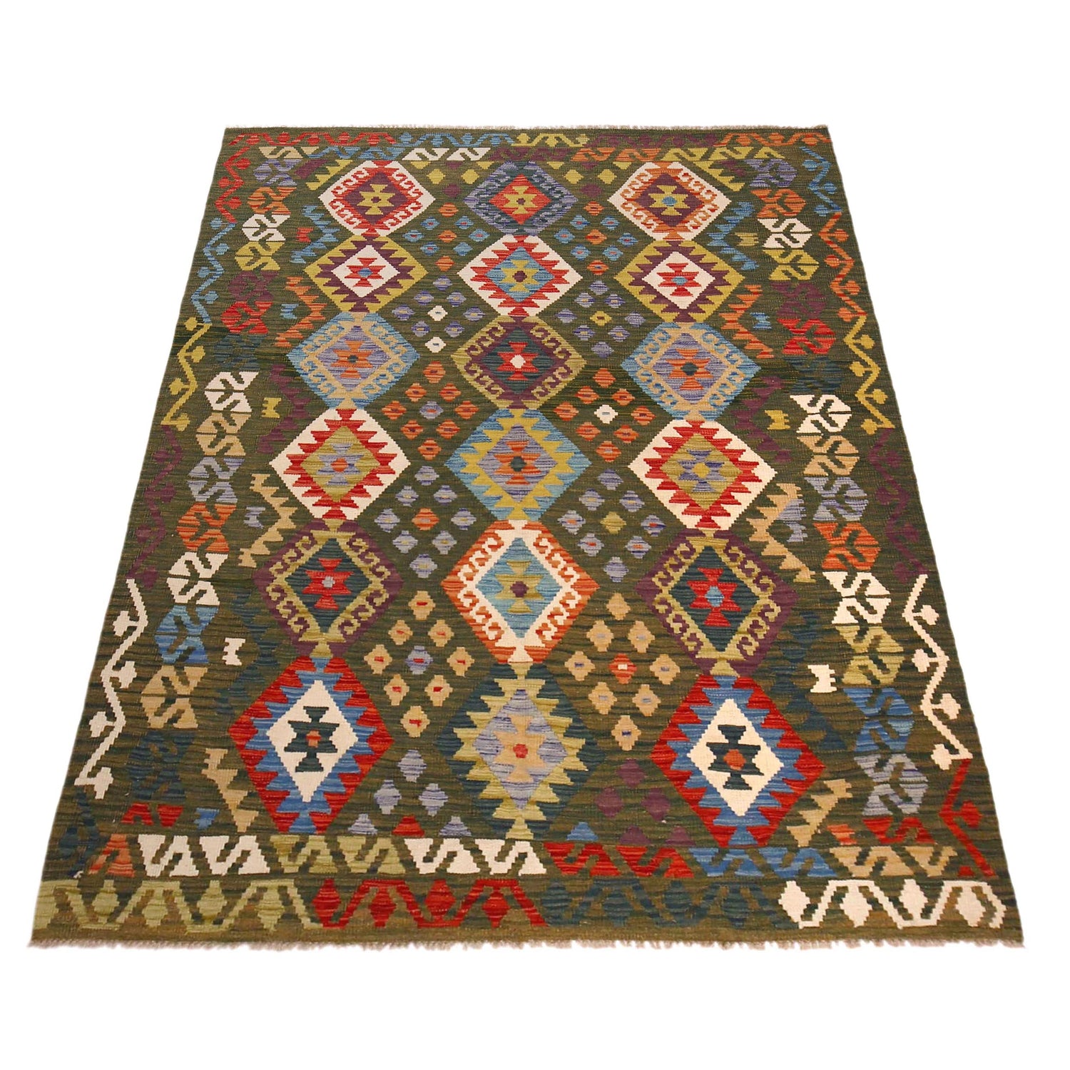 Handmade Vegetable Kelim 5' 9" x 7' 11" (ft) - No. P36380