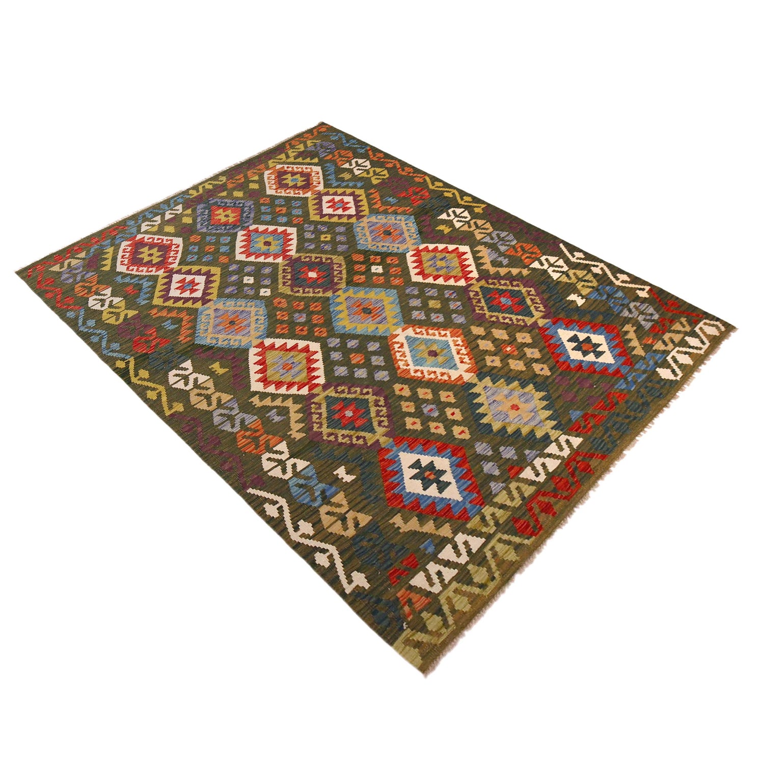 Handmade Vegetable Kelim 5' 9" x 7' 11" (ft) - No. P36380