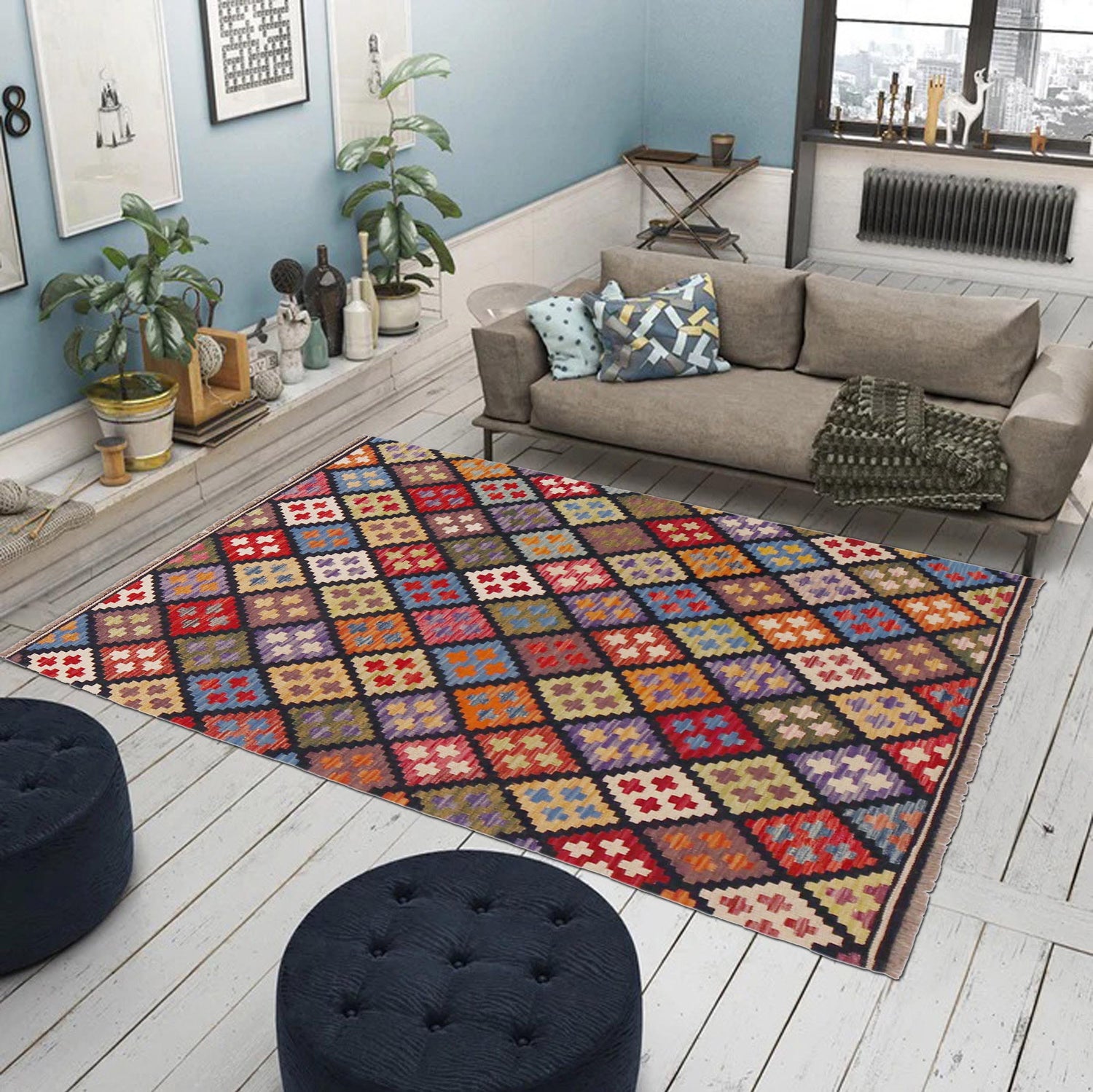 Handmade Vegetable Kilim 3' 4" x 5" 0" (ft) - No. P36391