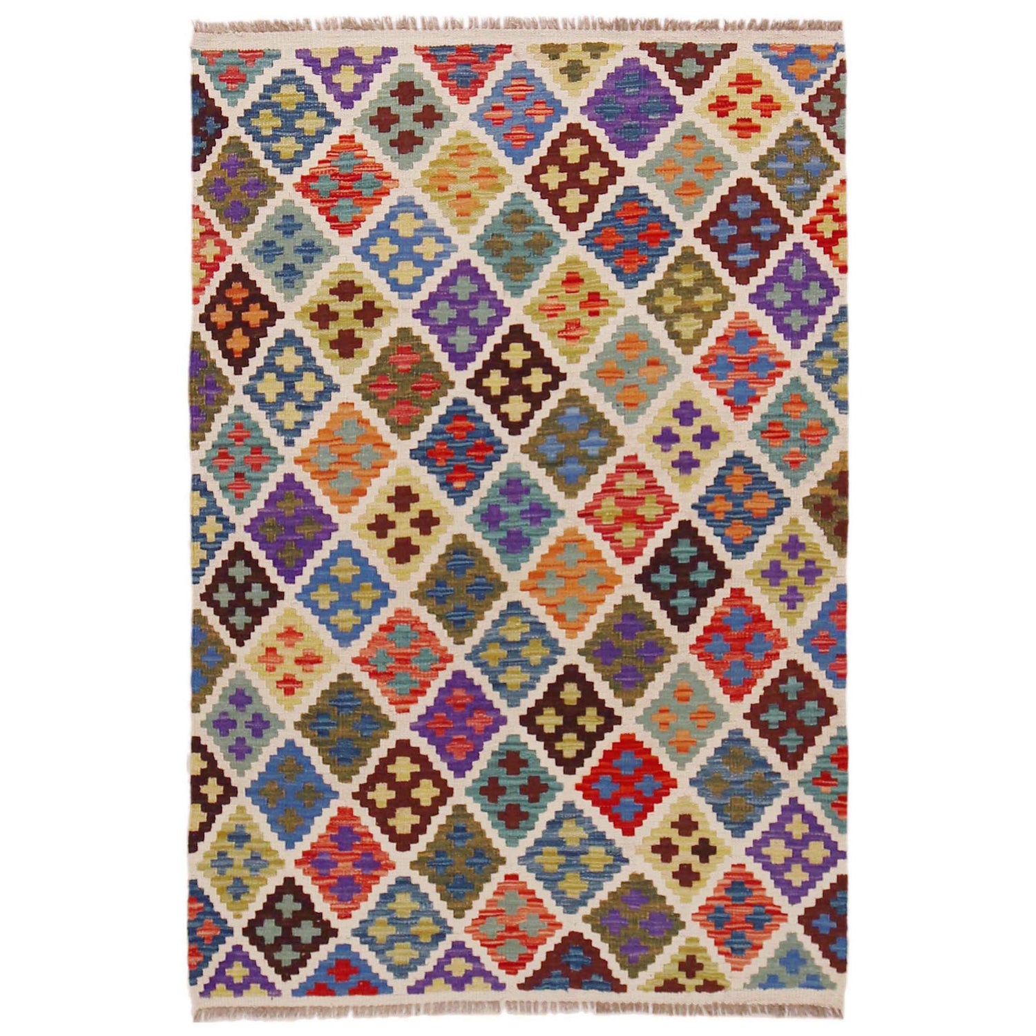 Handmade Vegetable Kilim 3' 3" x 4" 11" (ft) - No. P36393