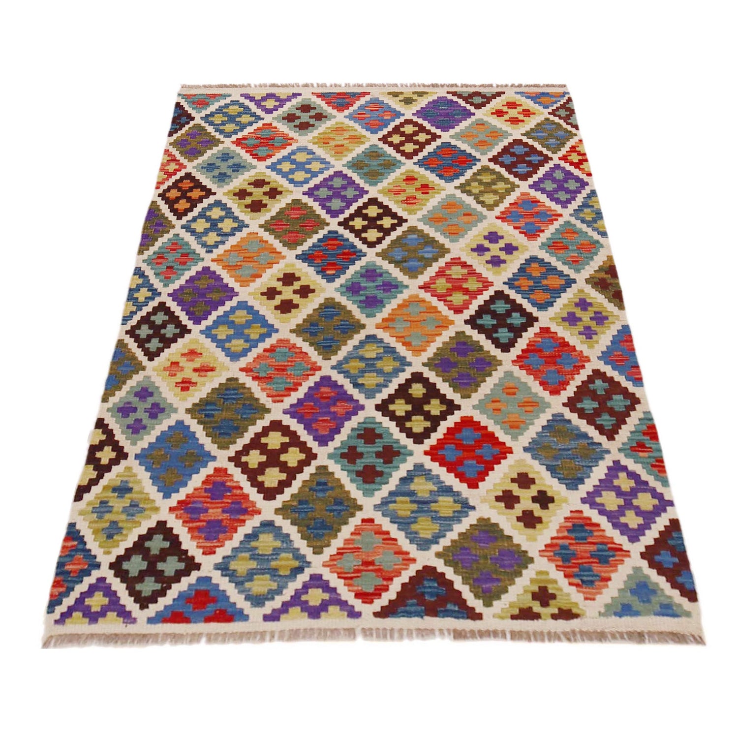 Handmade Vegetable Kilim 3' 3" x 4" 11" (ft) - No. P36393