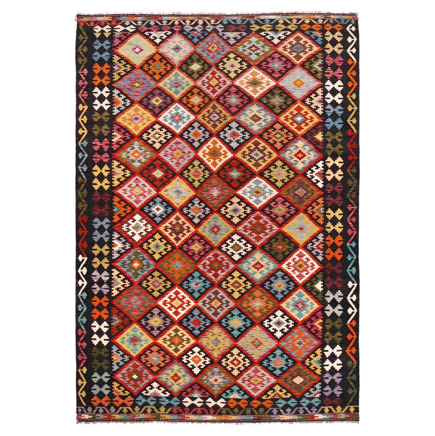 Handmade Vegetable Kilim 6' 9" x 9' 10" (ft) - No. P36401