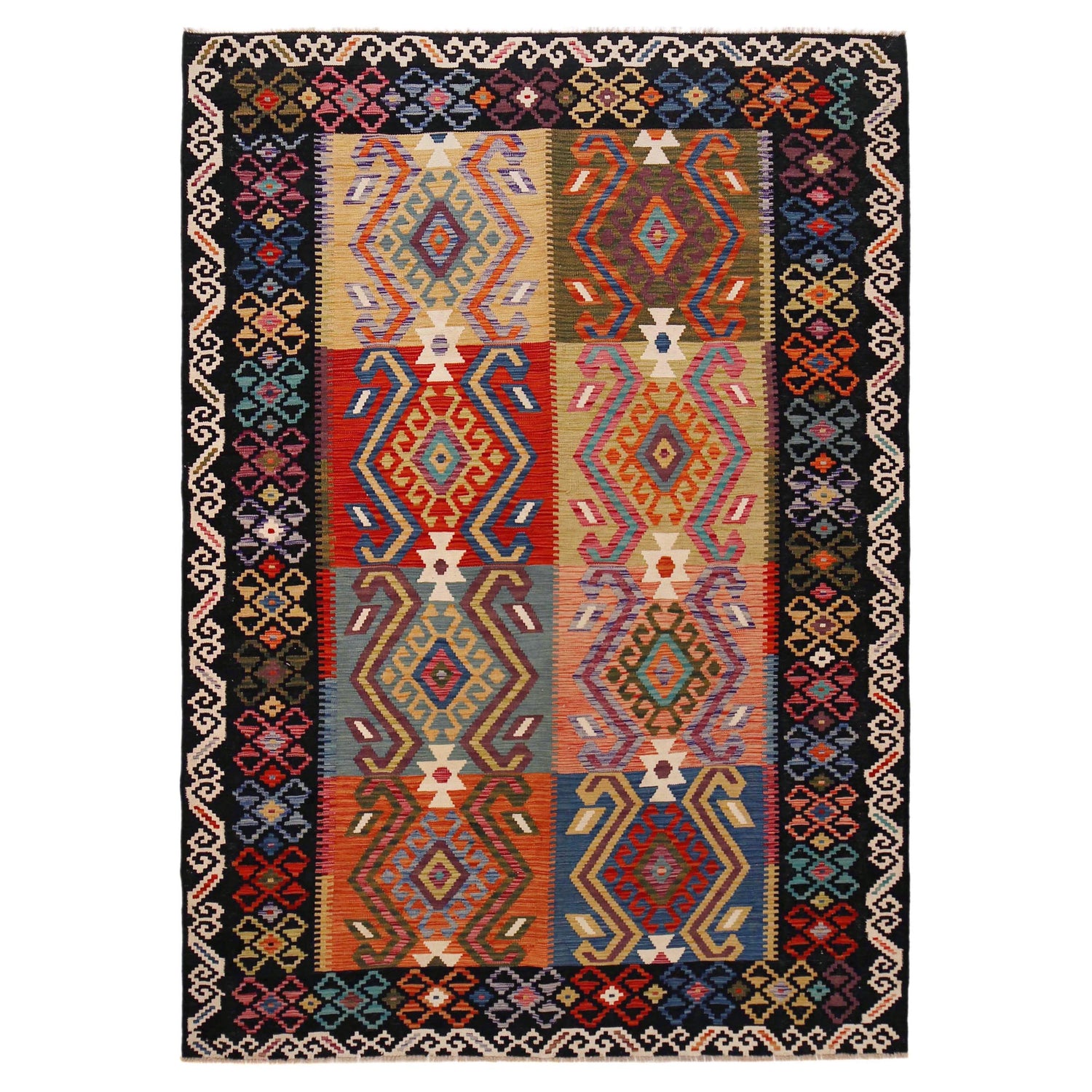 Handmade Vegetable Kelim 6' 9" x 9' 9" (ft) - No. P36406