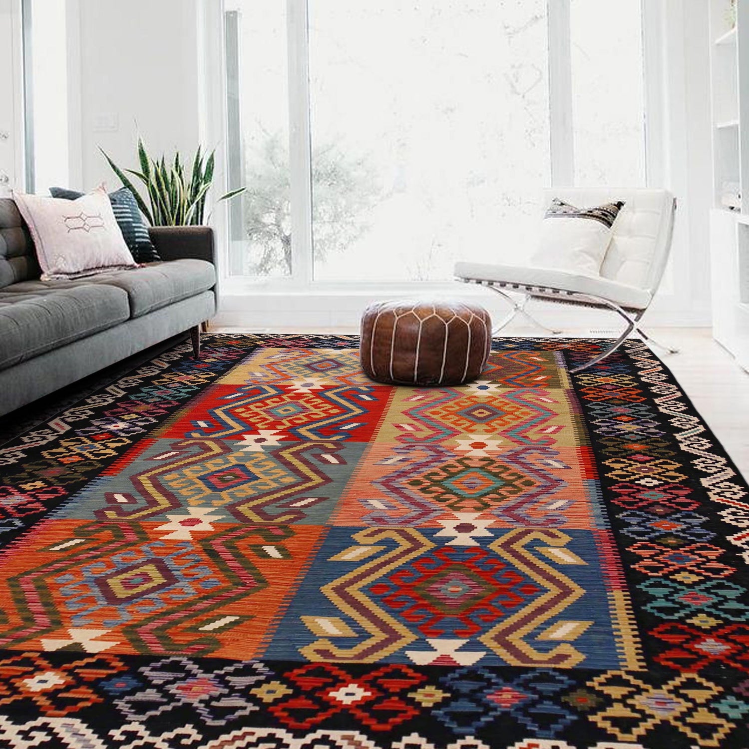 Handmade Vegetable Kelim 6' 9" x 9' 9" (ft) - No. P36406