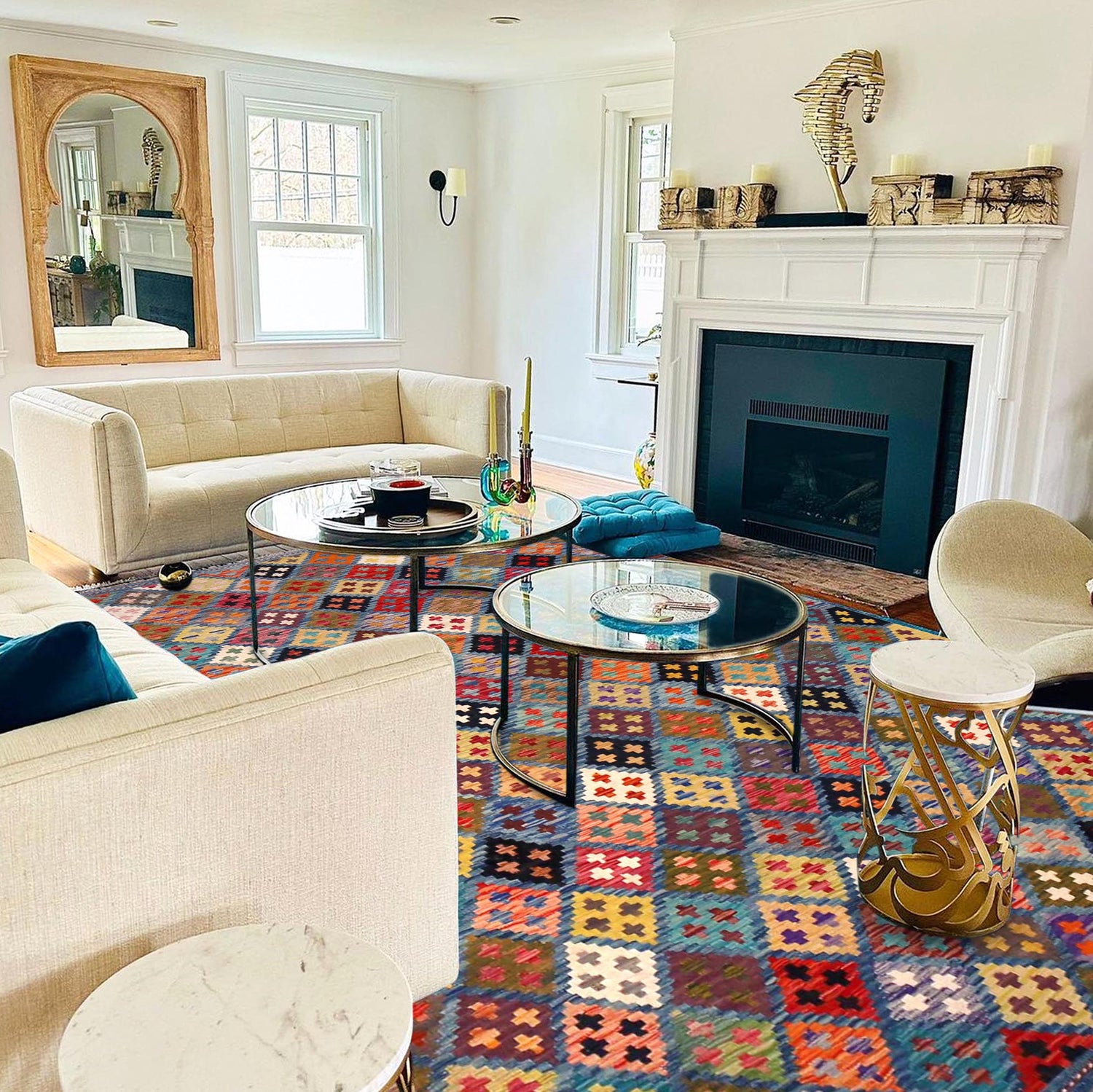 Handmade Vegetable Kilim 6' 2" x 8' 2" (ft) - No. P36407