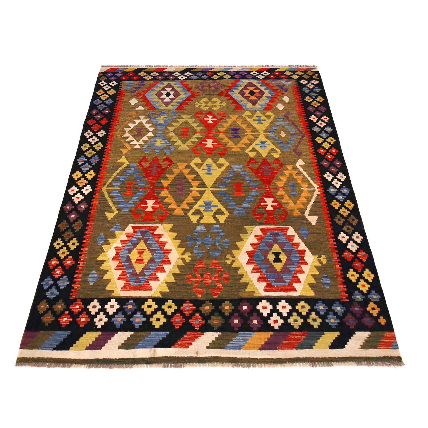 Handmade Vegetable Kelim 5' 6" x 7' 5" (ft) - No. P36412