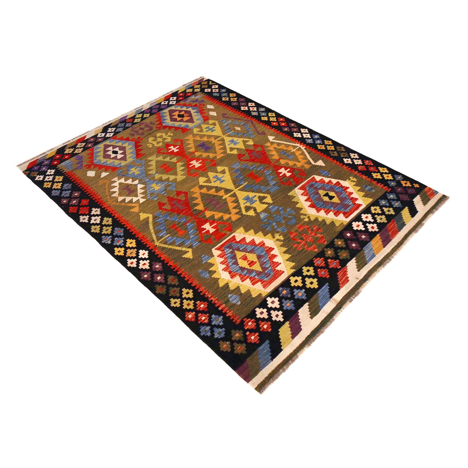 Handmade Vegetable Kelim 5' 6" x 7' 5" (ft) - No. P36412