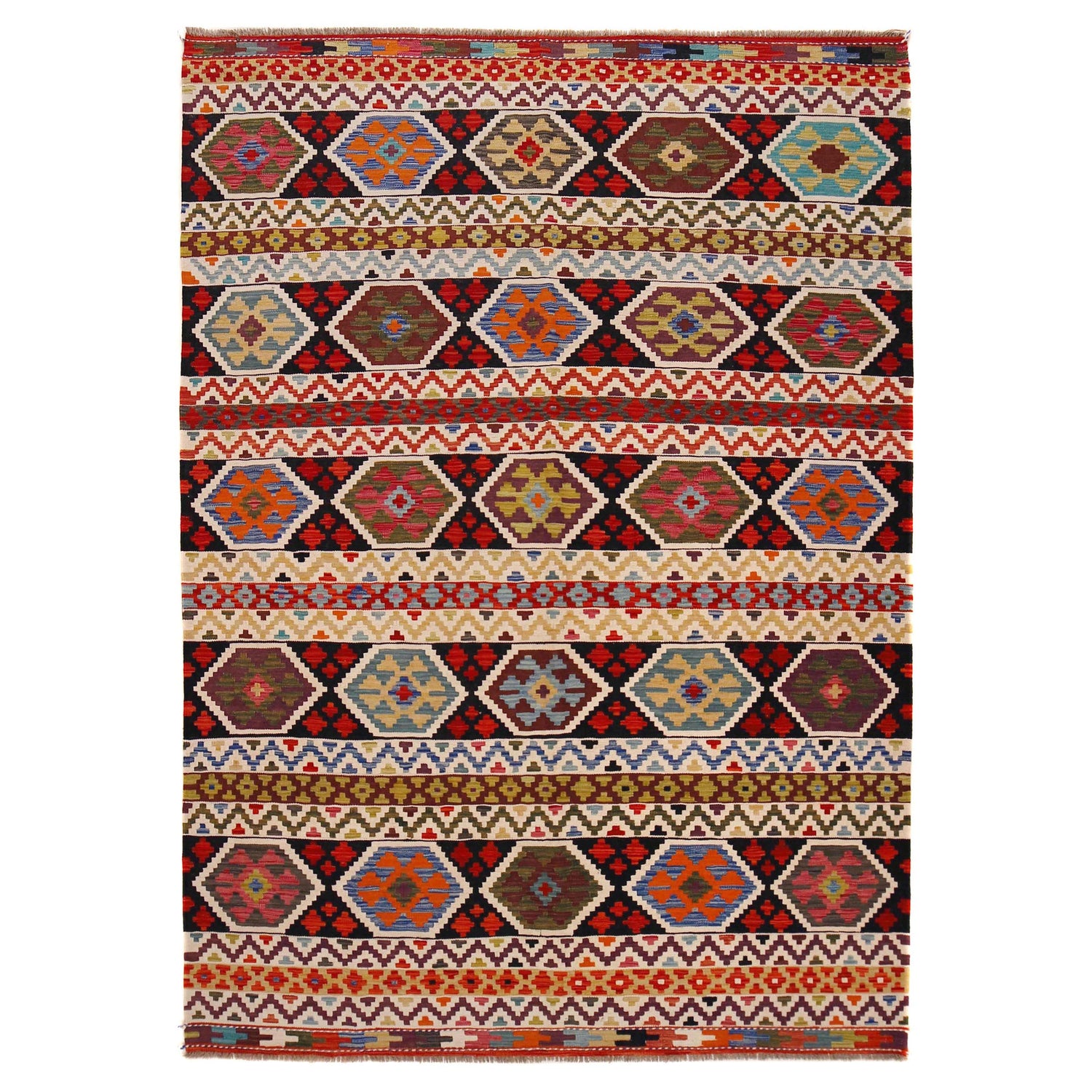 Handmade Vegetable Kilim 6' 7" x 9' 8" (ft) - No. P36414