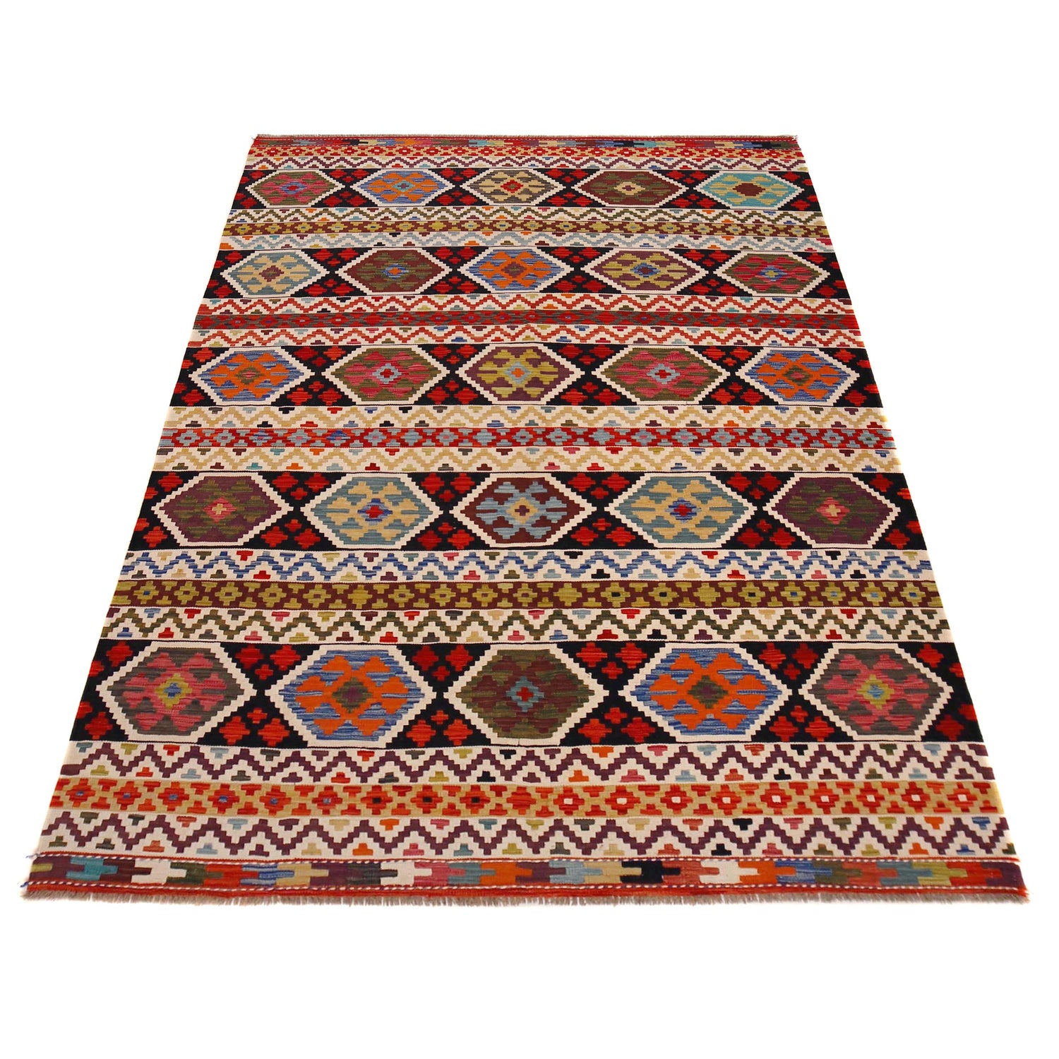 Handmade Vegetable Kilim 6' 7" x 9' 8" (ft) - No. P36414