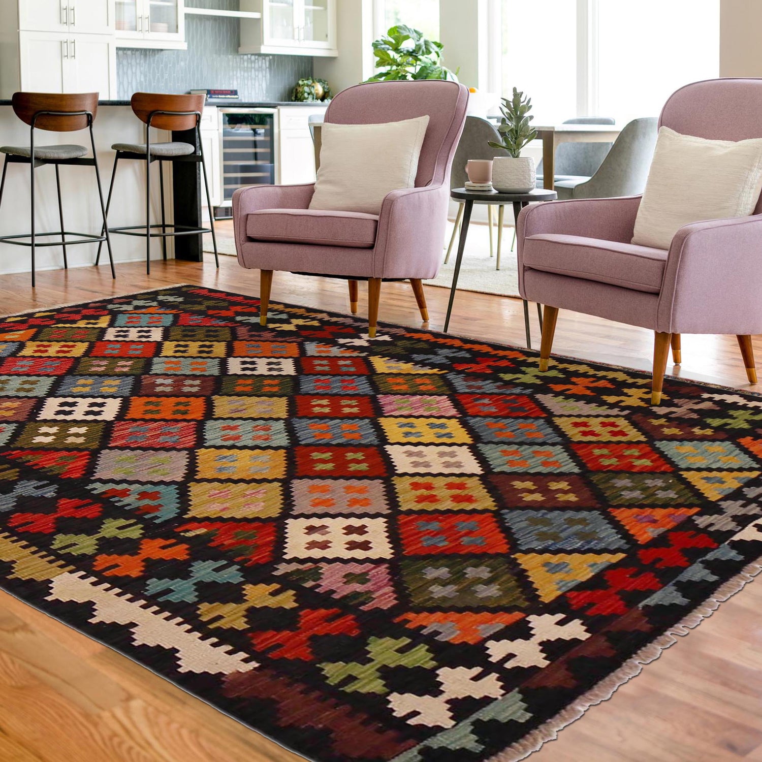 Handmade Vegetable Kelim 5' 0" x 6' 8" (ft) - No. P36415