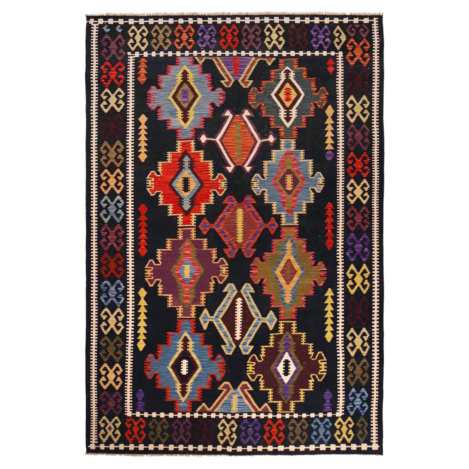 Handmade Vegetable Kelim 6' 6" x 9' 9" (ft) - No. P36416