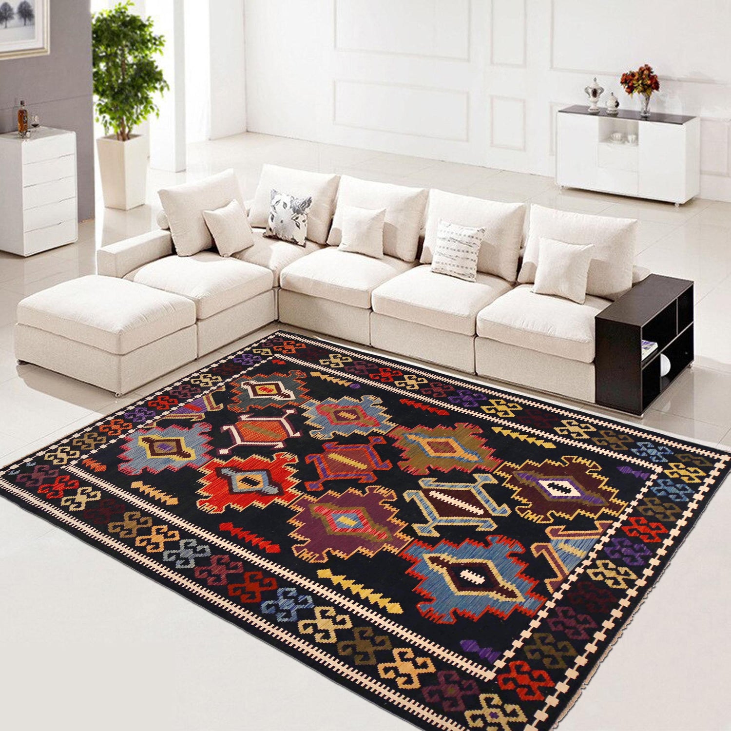 Handmade Vegetable Kelim 6' 6" x 9' 9" (ft) - No. P36416