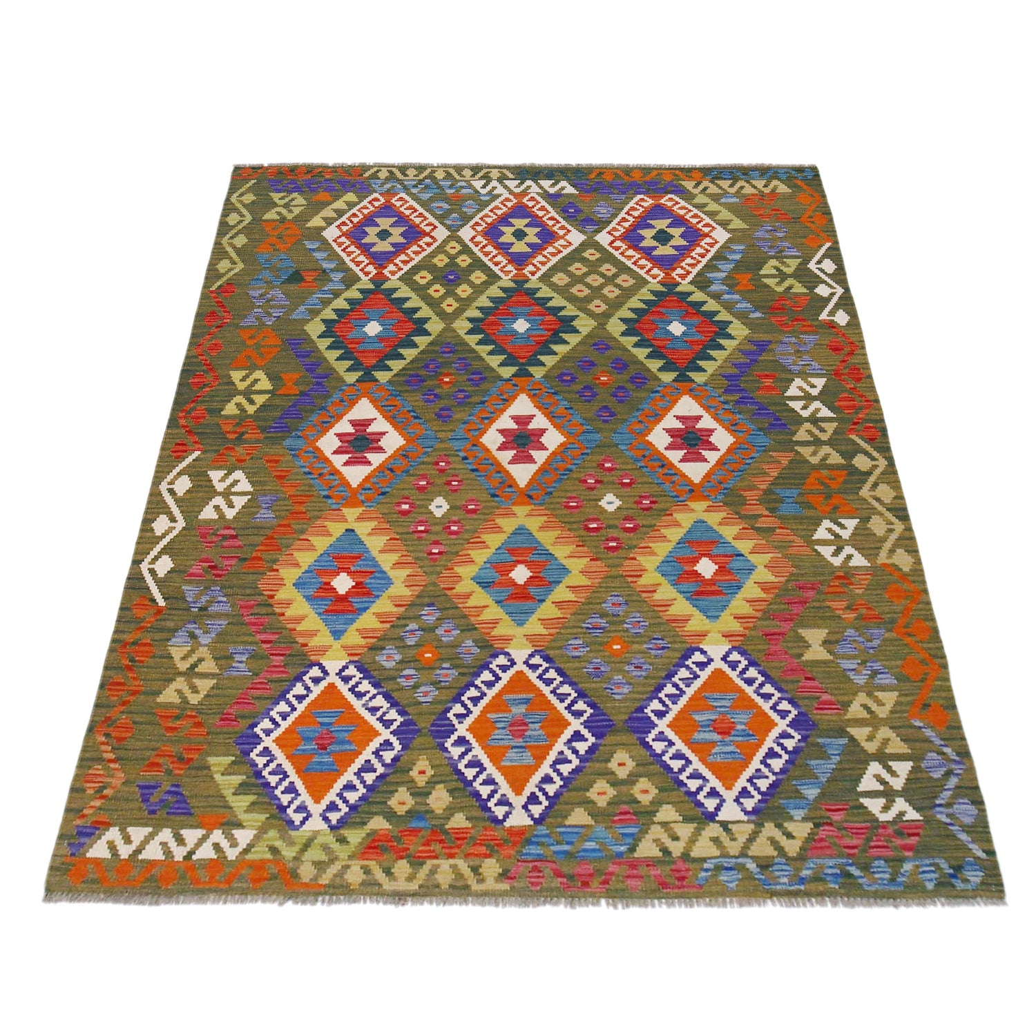 Handmade Vegetable Kelim 5' 11" x 8' 1" (ft) - No. P36417