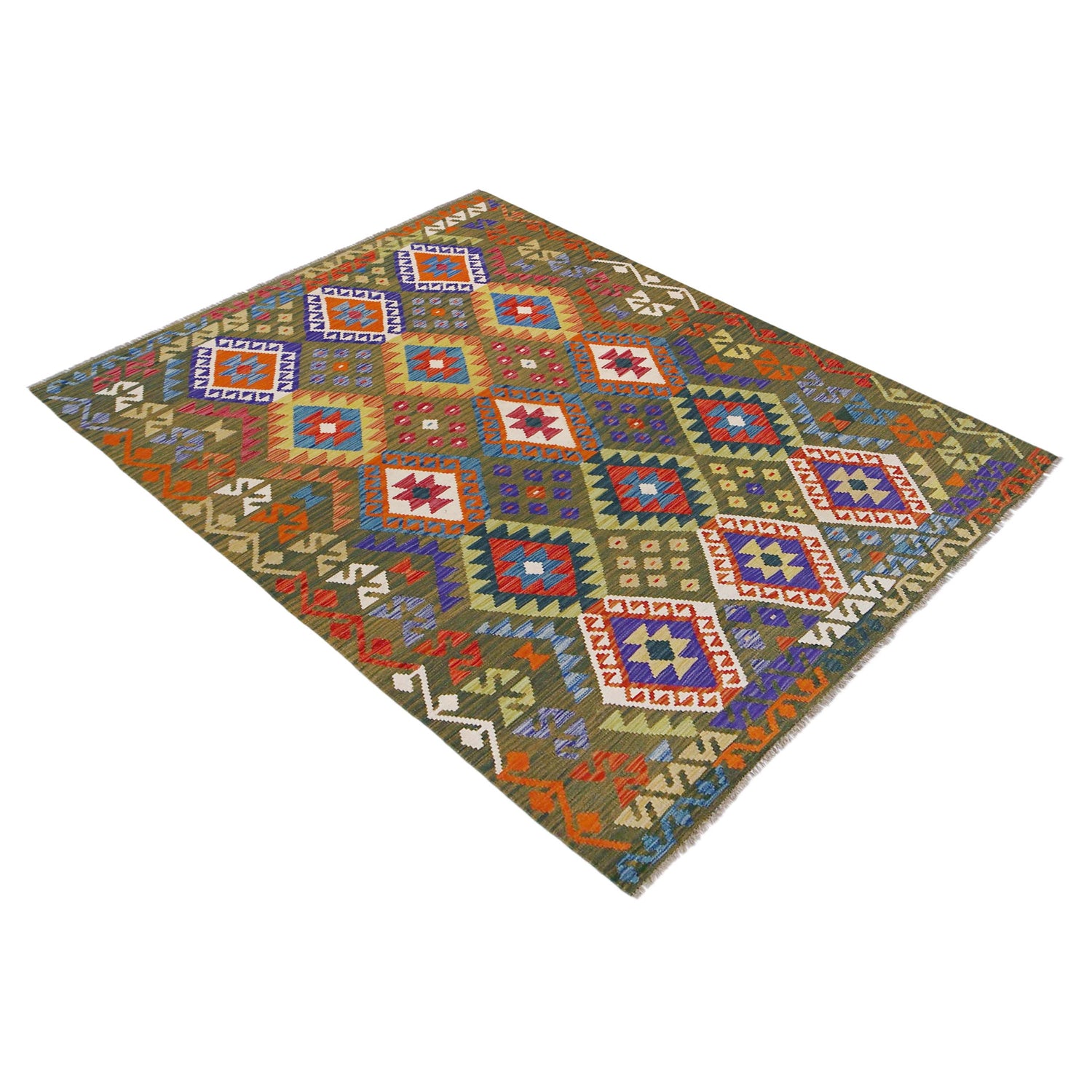 Handmade Vegetable Kelim 5' 11" x 8' 1" (ft) - No. P36417