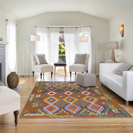 Handmade Vegetable Kelim 5' 11" x 8' 1" (ft) - No. P36417