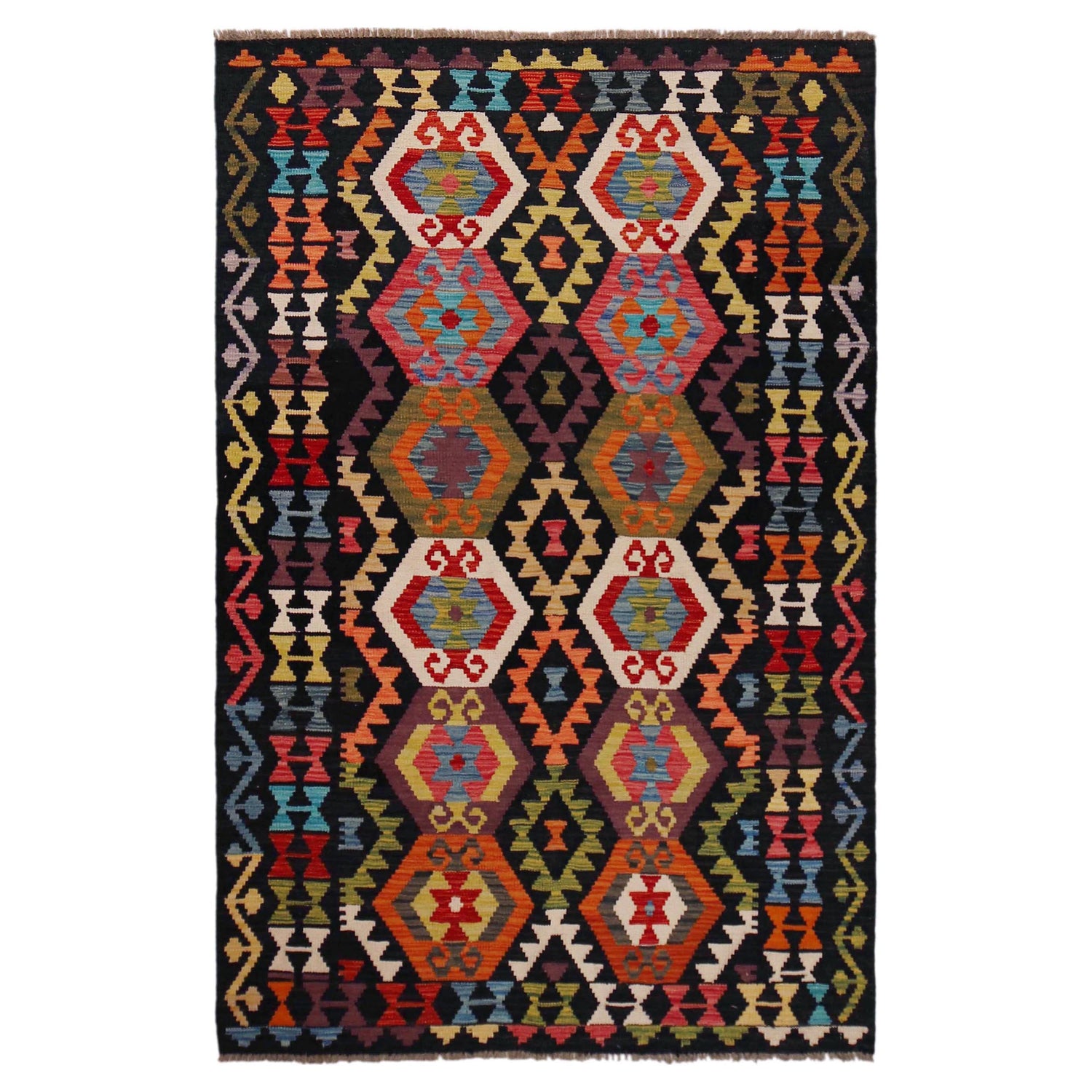 Handmade Vegetable Kelim 4' 1" x 6' 7" (ft) - No. P36418