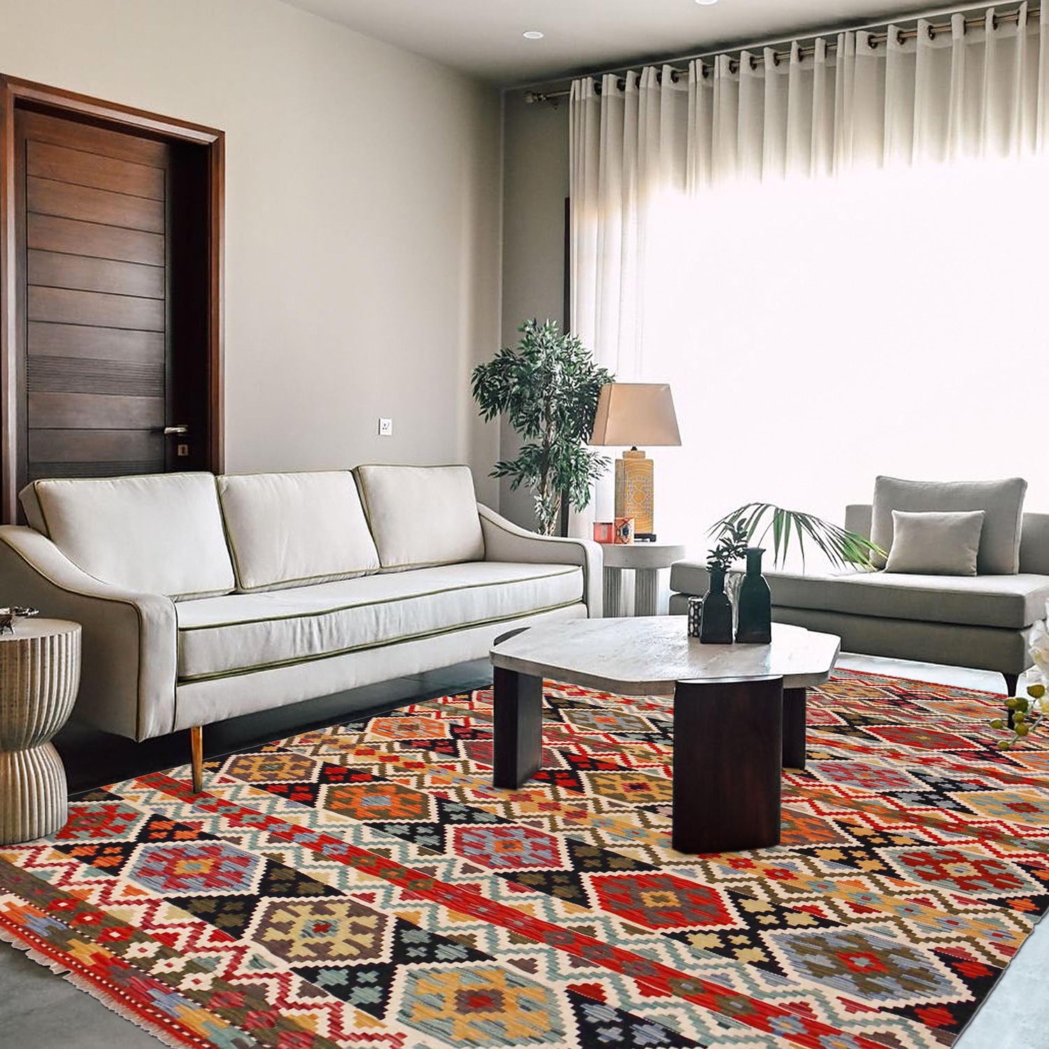 Handmade Vegetable Kilim 5' 11" x 8' 3" (ft) - No. P36419