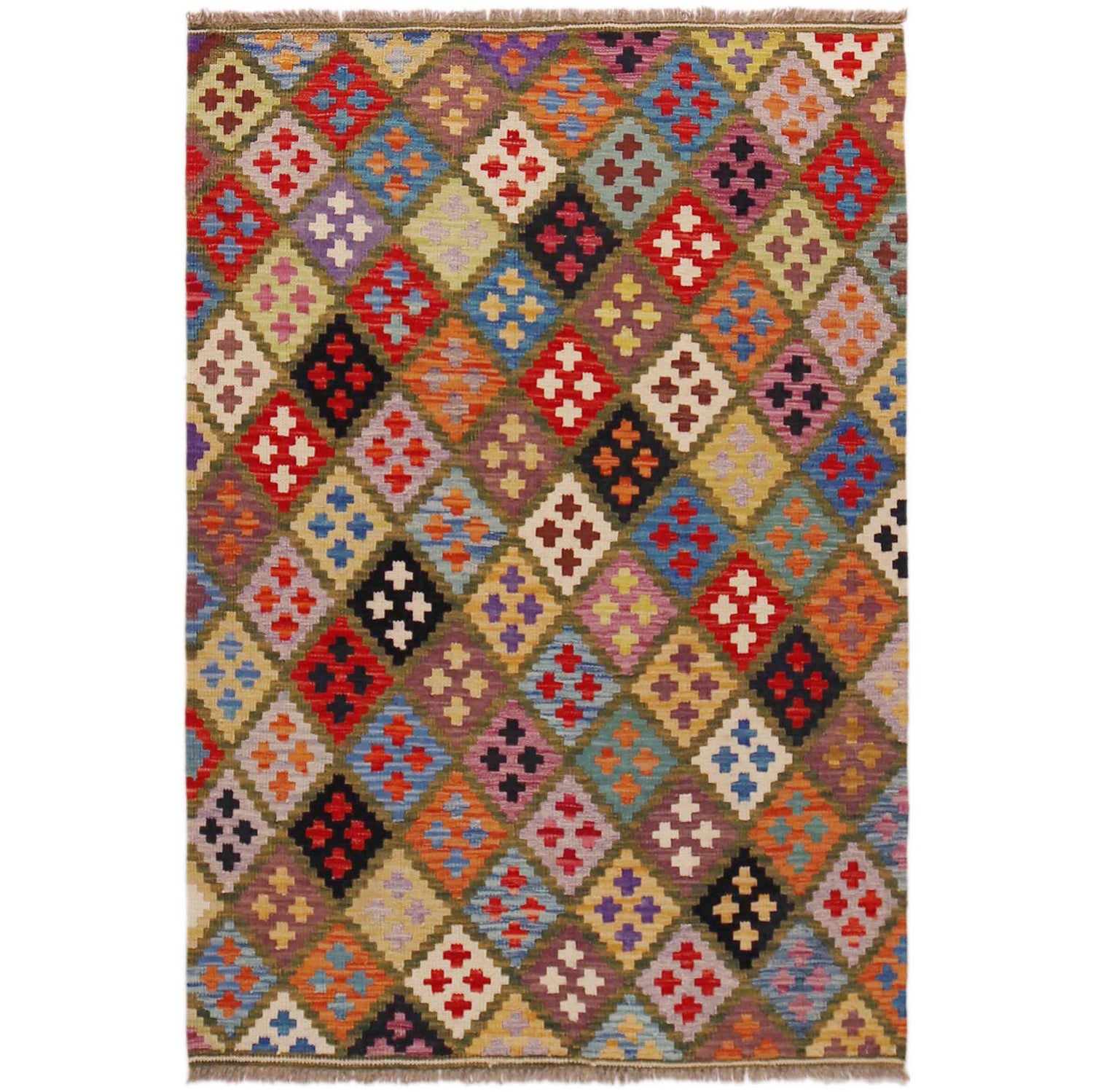 Handmade Vegetable Kilim 3' 6" x 5" 1" (ft) - No. P36422
